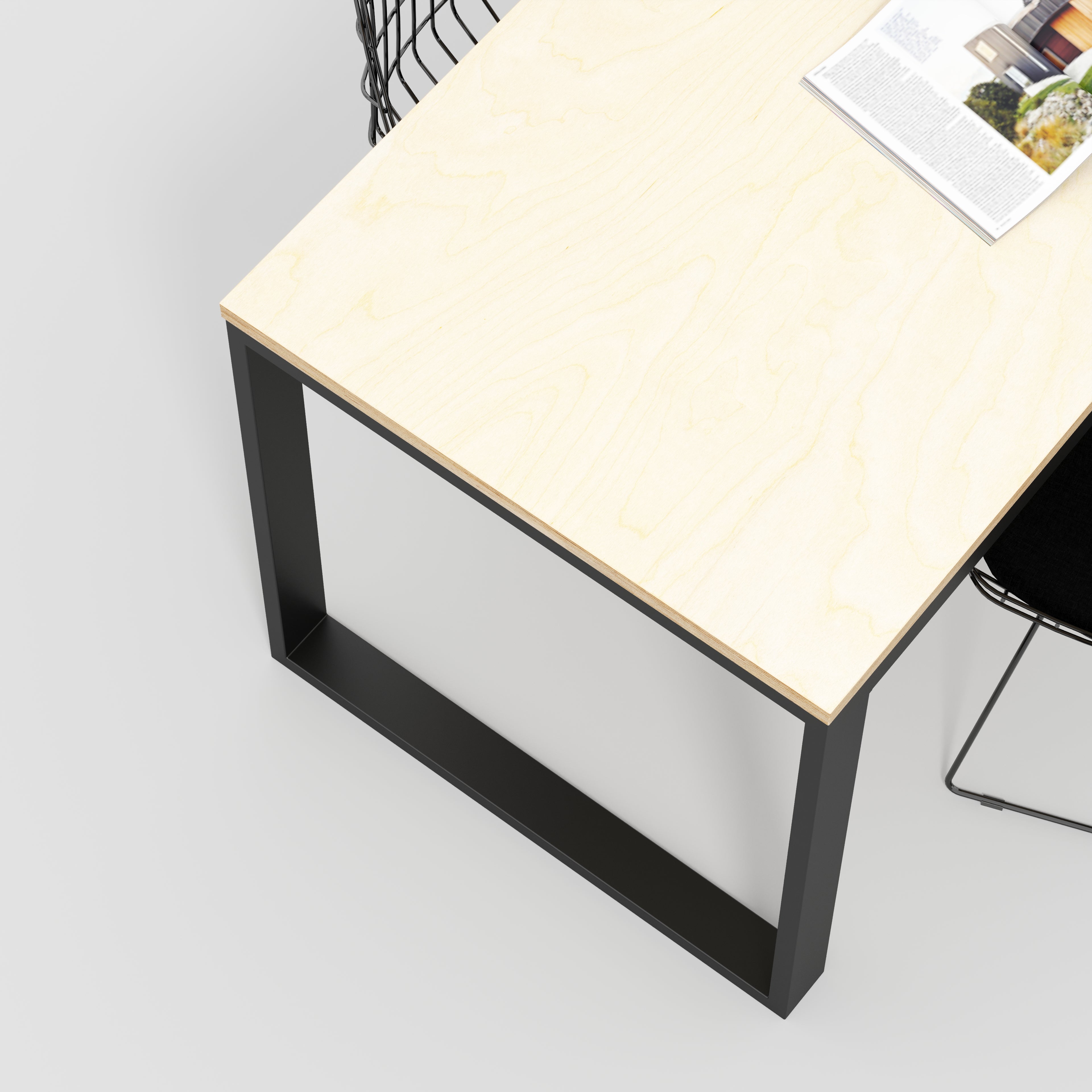 Plywood Table with Black Industrial Frame - Plywood Birch - 1800(w) x 745(d) x 735(h)