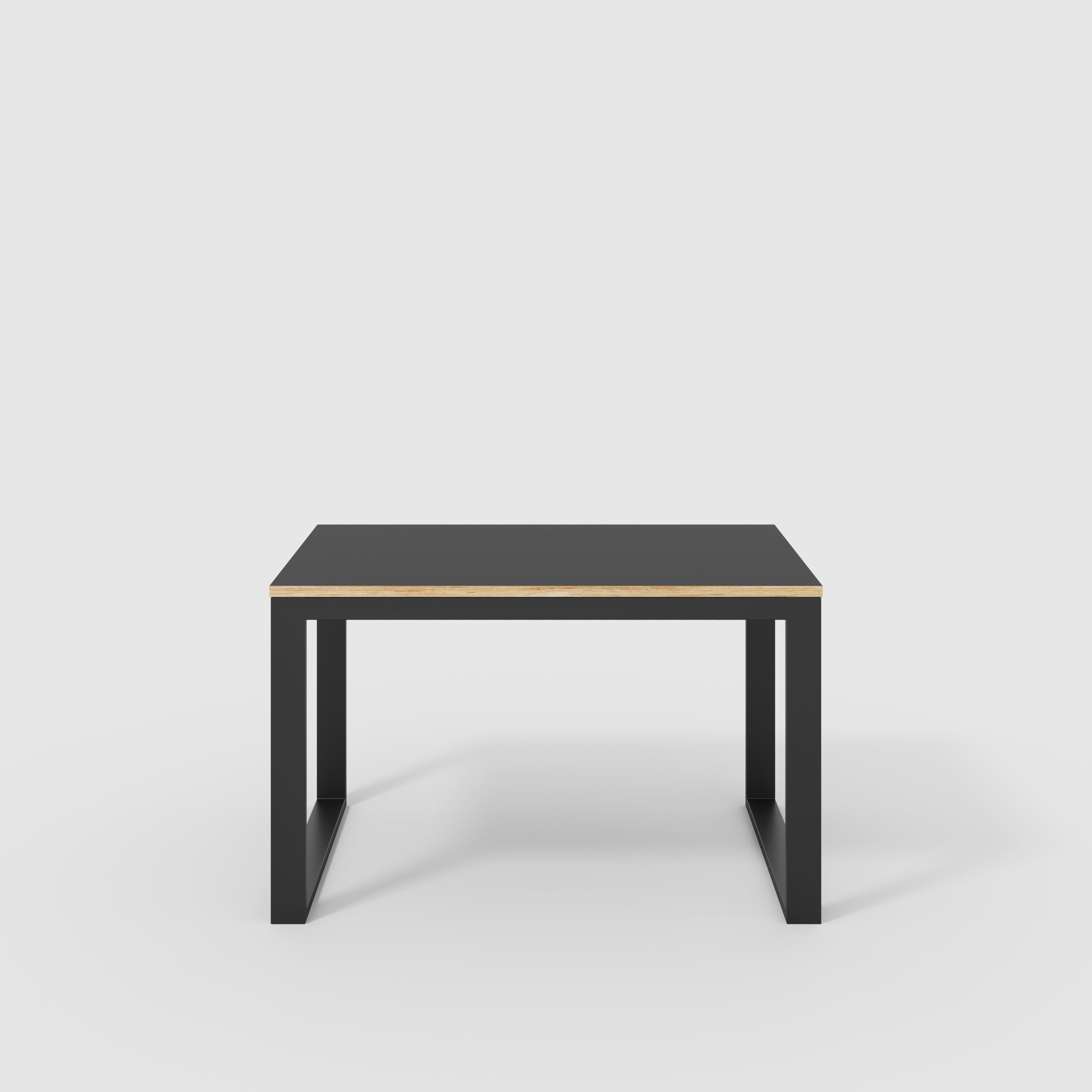 Plywood Table with Black Industrial Frame - Formica Diamond Black - 1200(w) x 745(d) x 735(h)