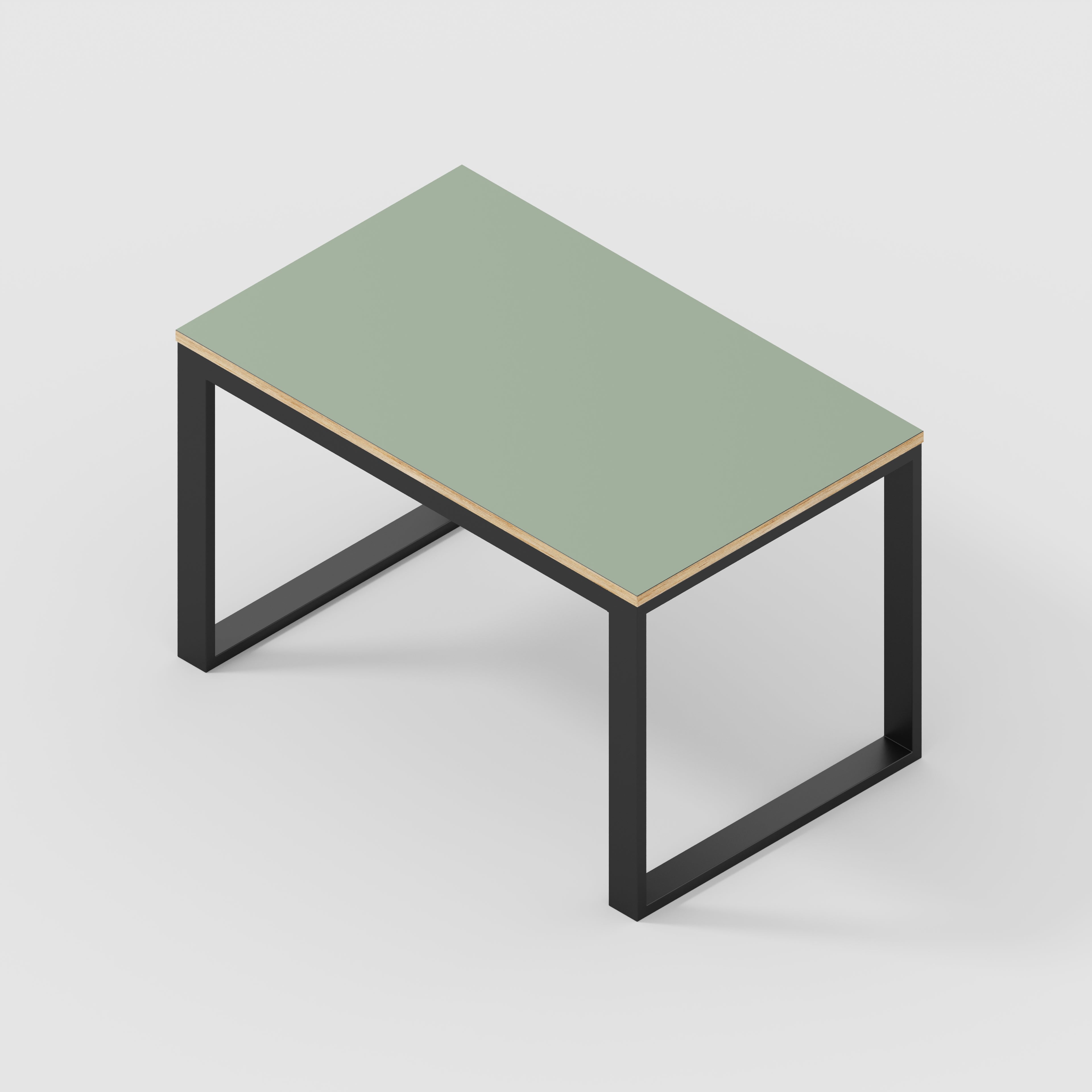 Plywood Table with Black Industrial Frame - Formica Green Slate - 1200(w) x 745(d) x 735(h)