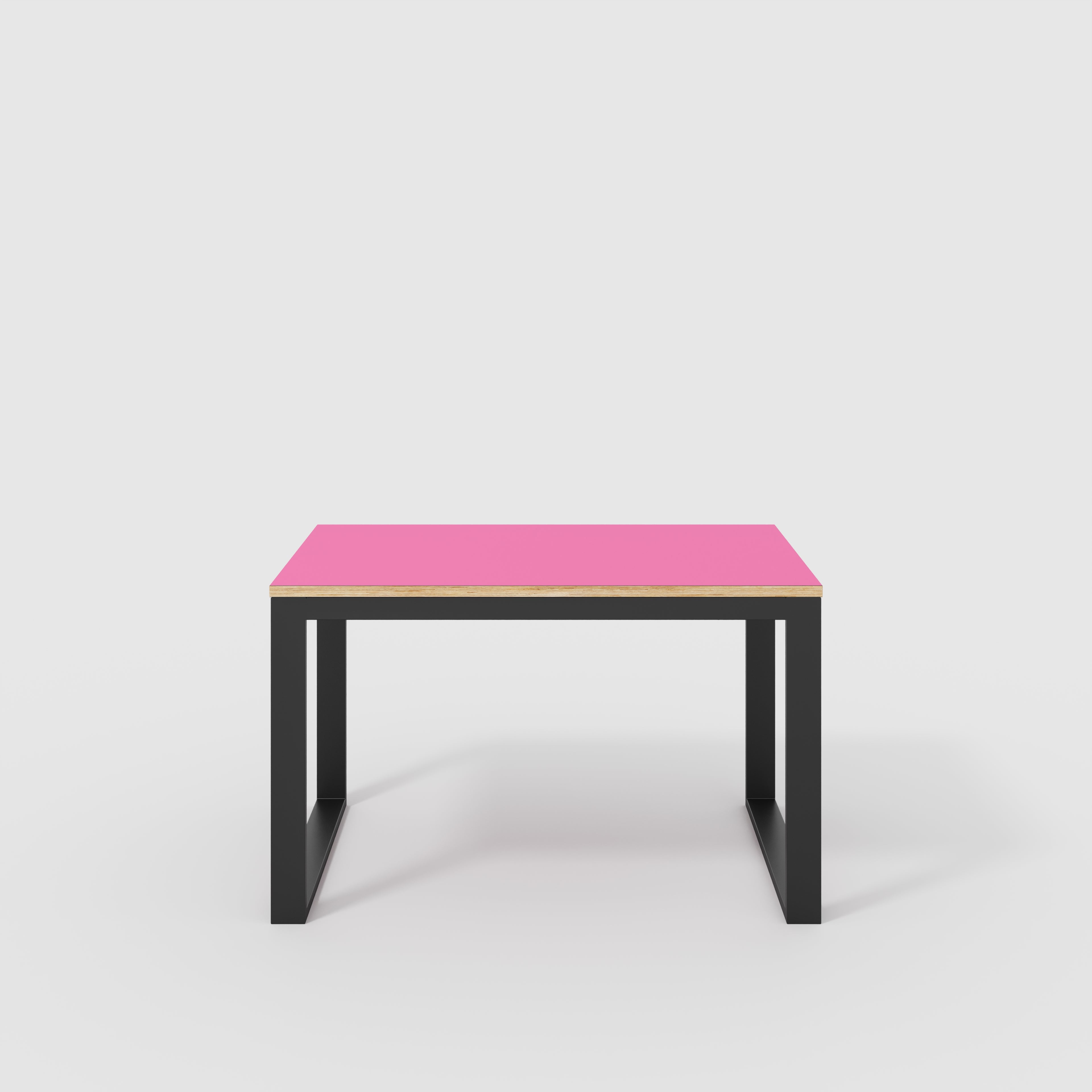 Plywood Table with Black Industrial Frame - Formica Juicy Pink - 1200(w) x 745(d) x 735(h)