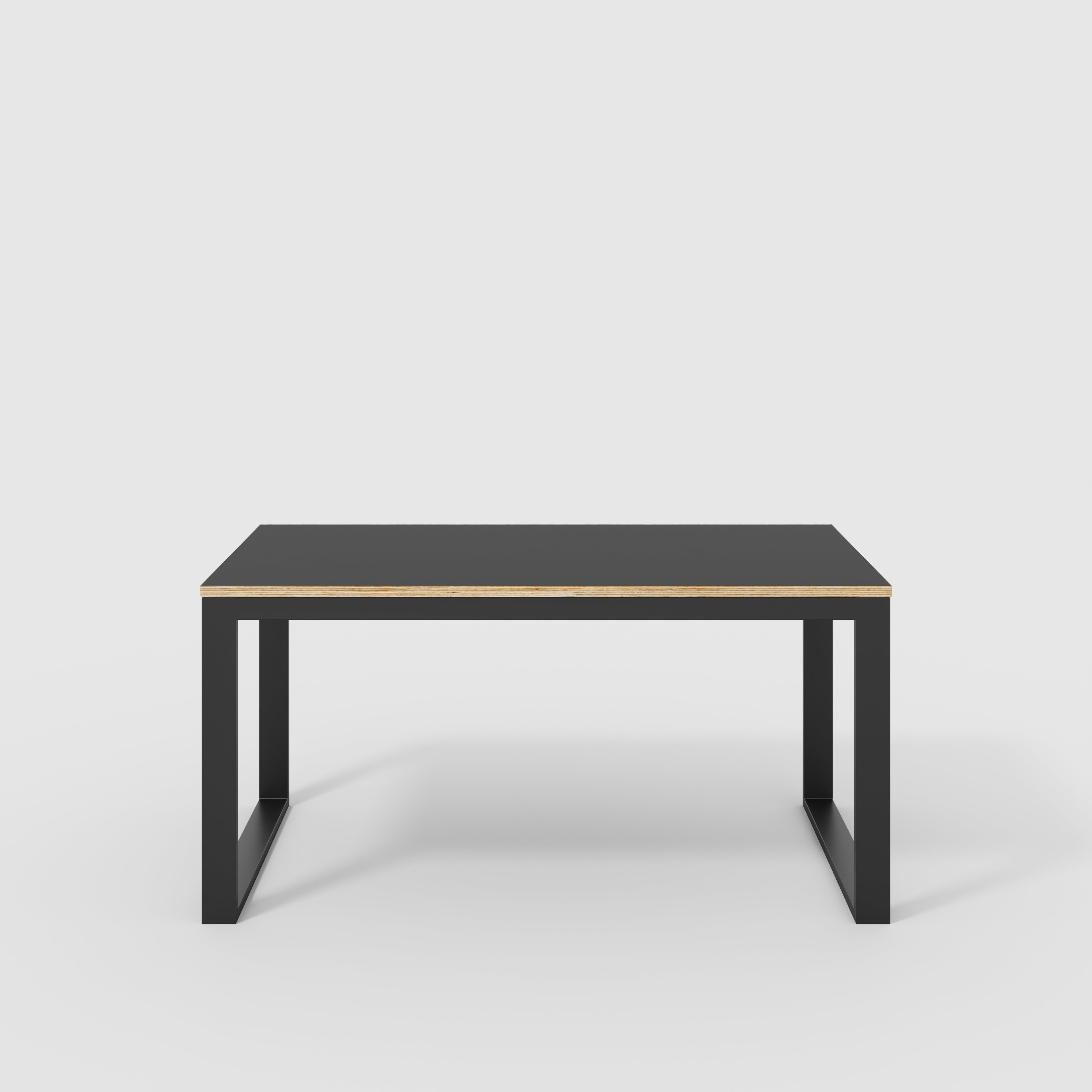 Plywood Table with Black Industrial Frame - Formica Diamond Black - 1500(w) x 745(d) x 735(h)