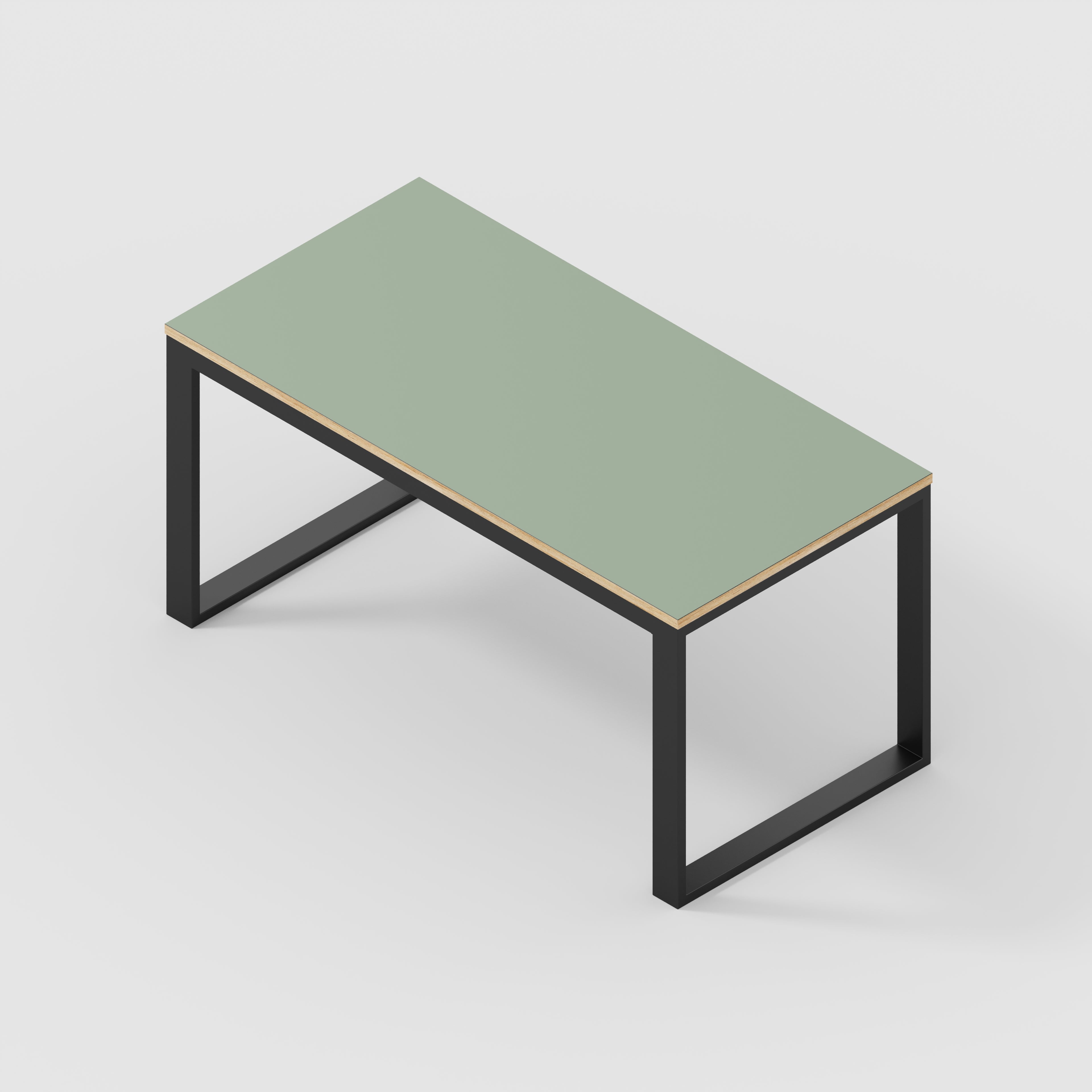 Plywood Table with Black Industrial Frame - Formica Green Slate - 1500(w) x 745(d) x 735(h)