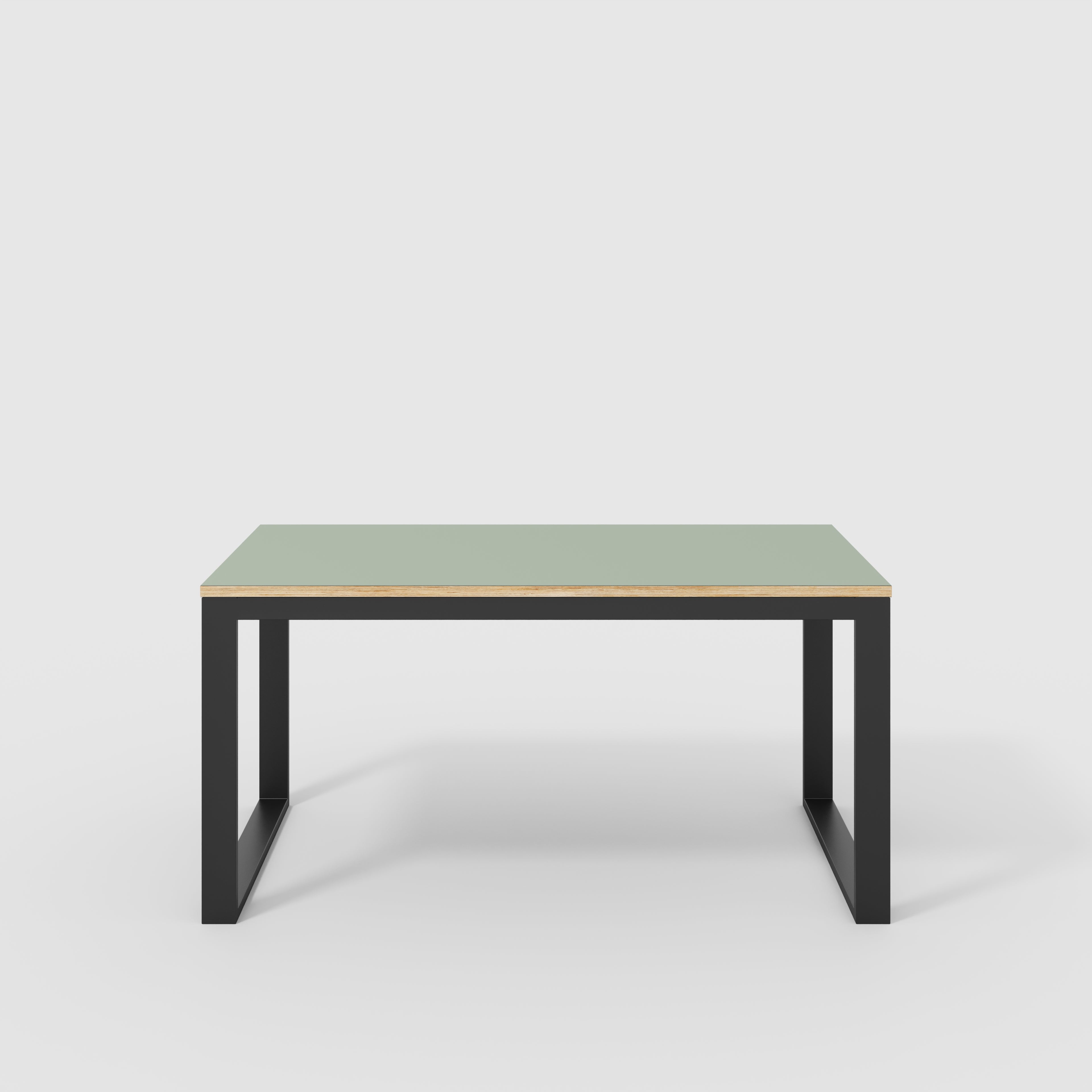 Plywood Table with Black Industrial Frame - Formica Green Slate - 1500(w) x 745(d) x 735(h)