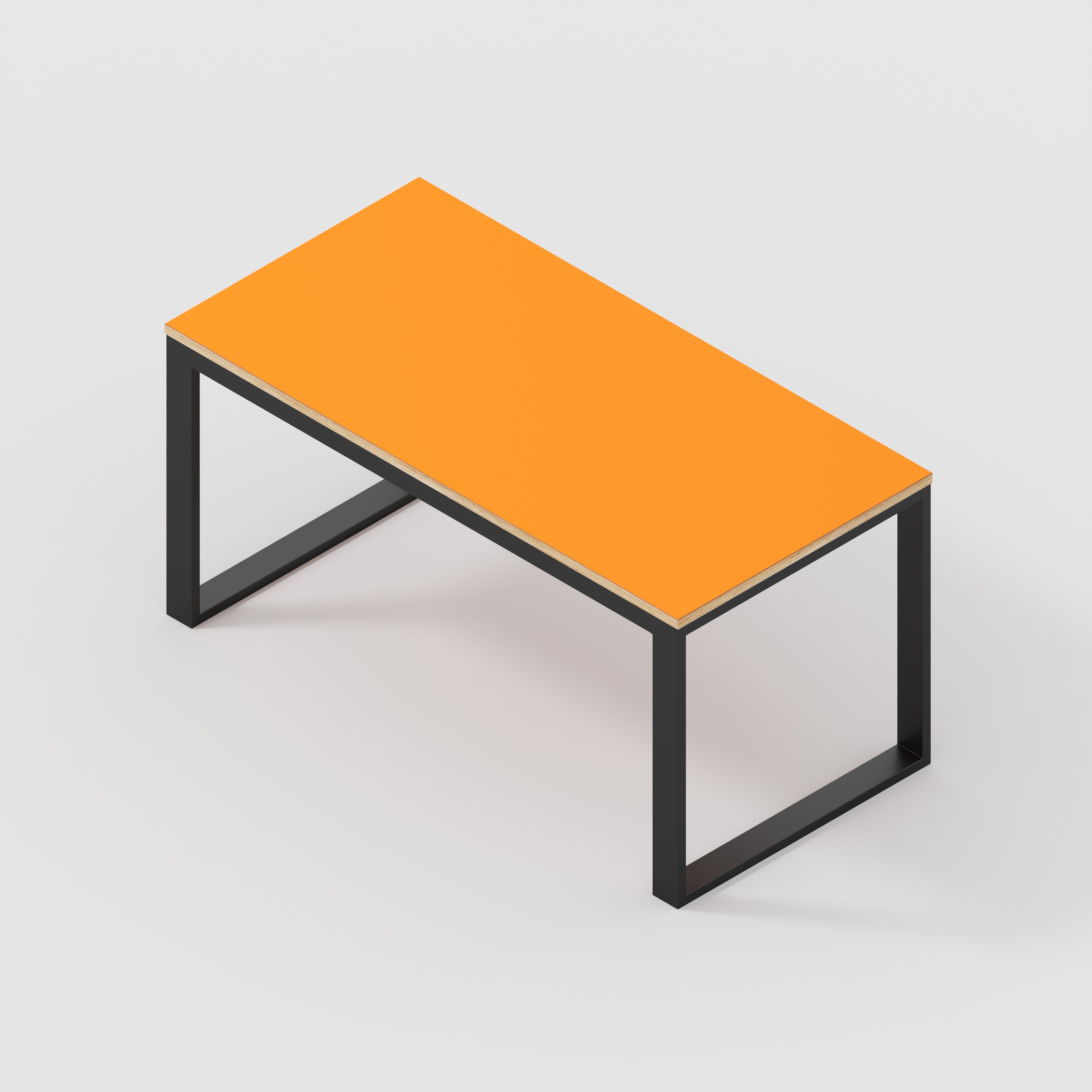Plywood Table with Black Industrial Frame - Formica Levante Orange - 1500(w) x 745(d) x 735(h)