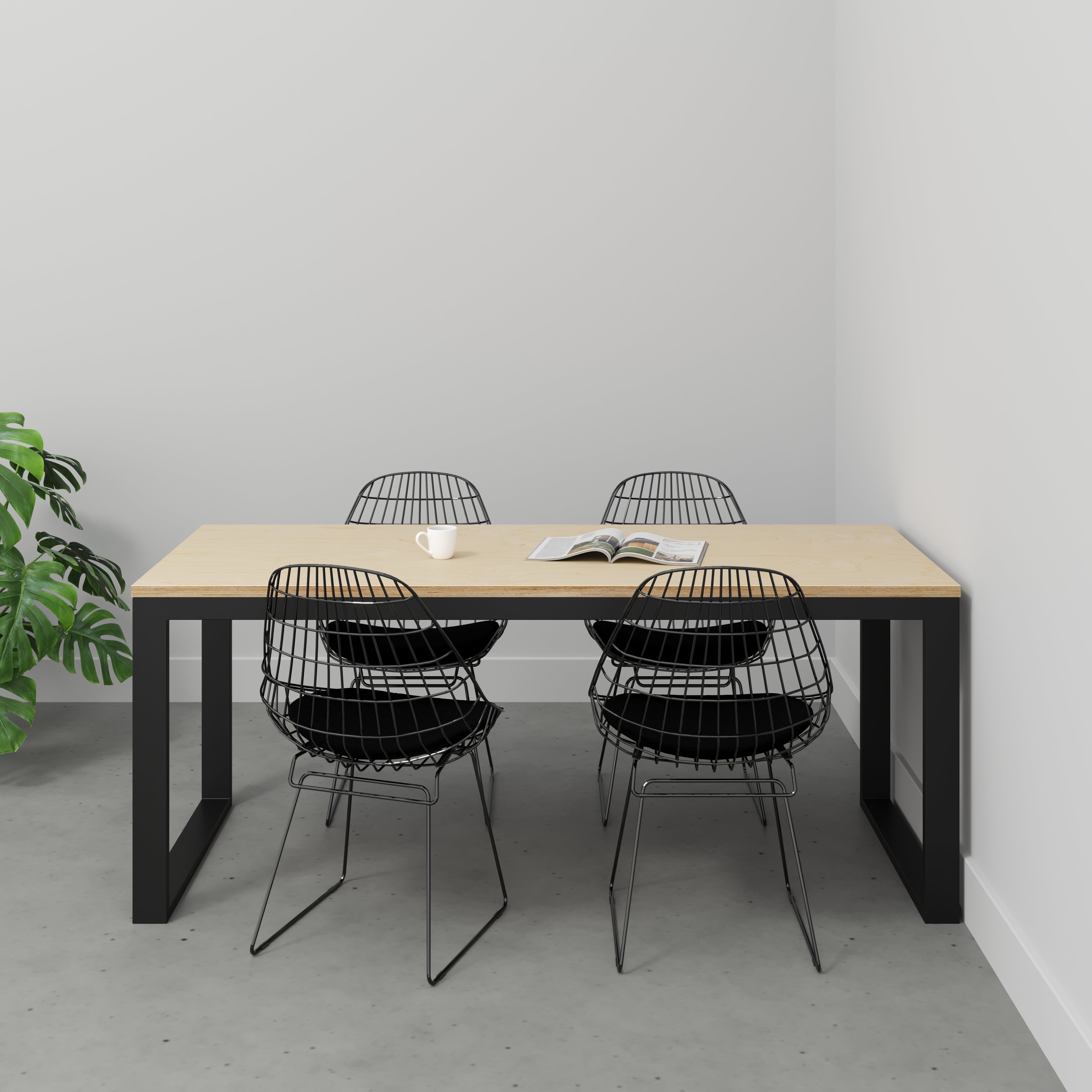 Plywood Table with Black Industrial Frame - Plywood Birch - 1800(w) x 745(d) x 735(h)