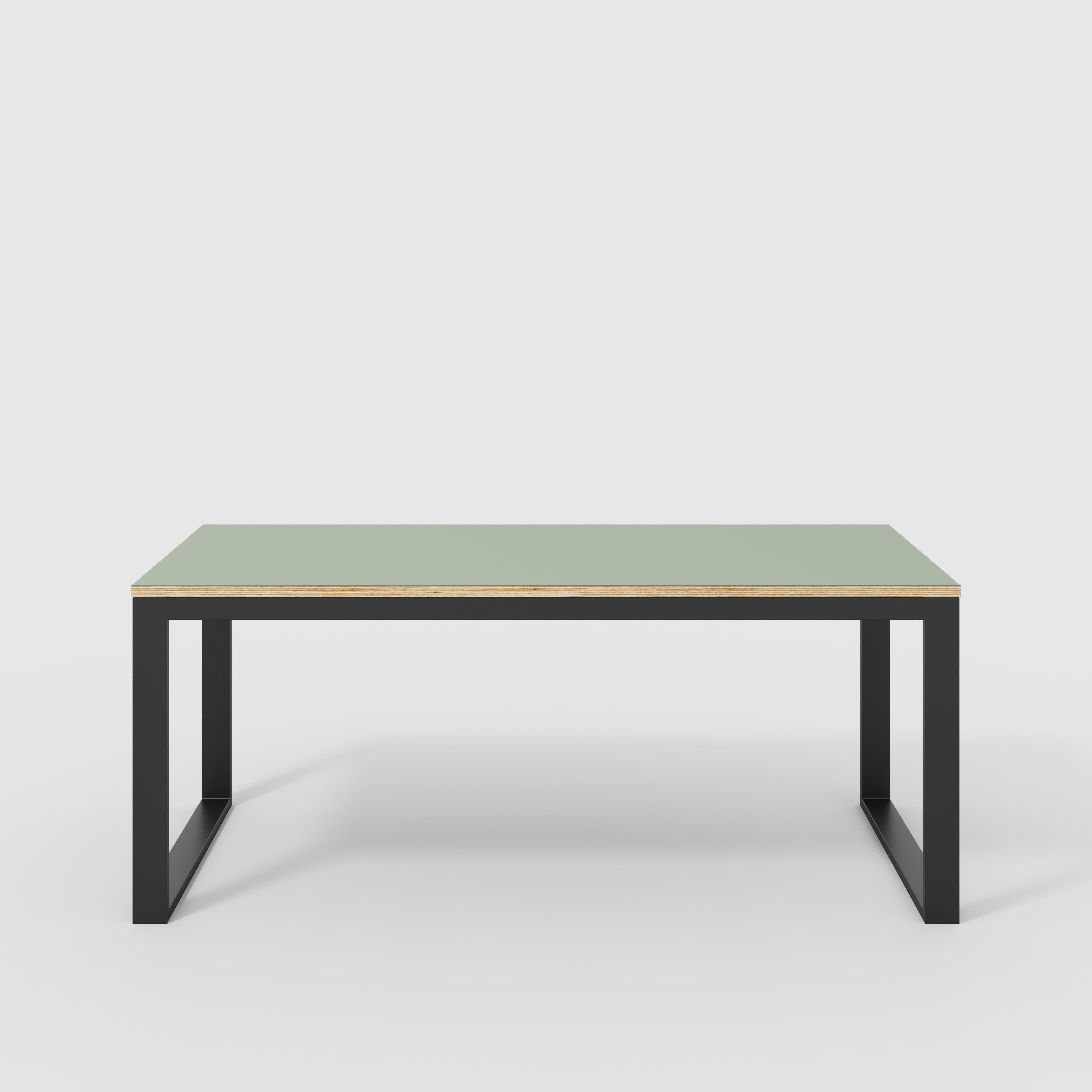 Plywood Table with Black Industrial Frame - Formica Green Slate - 1800(w) x 745(d) x 735(h)