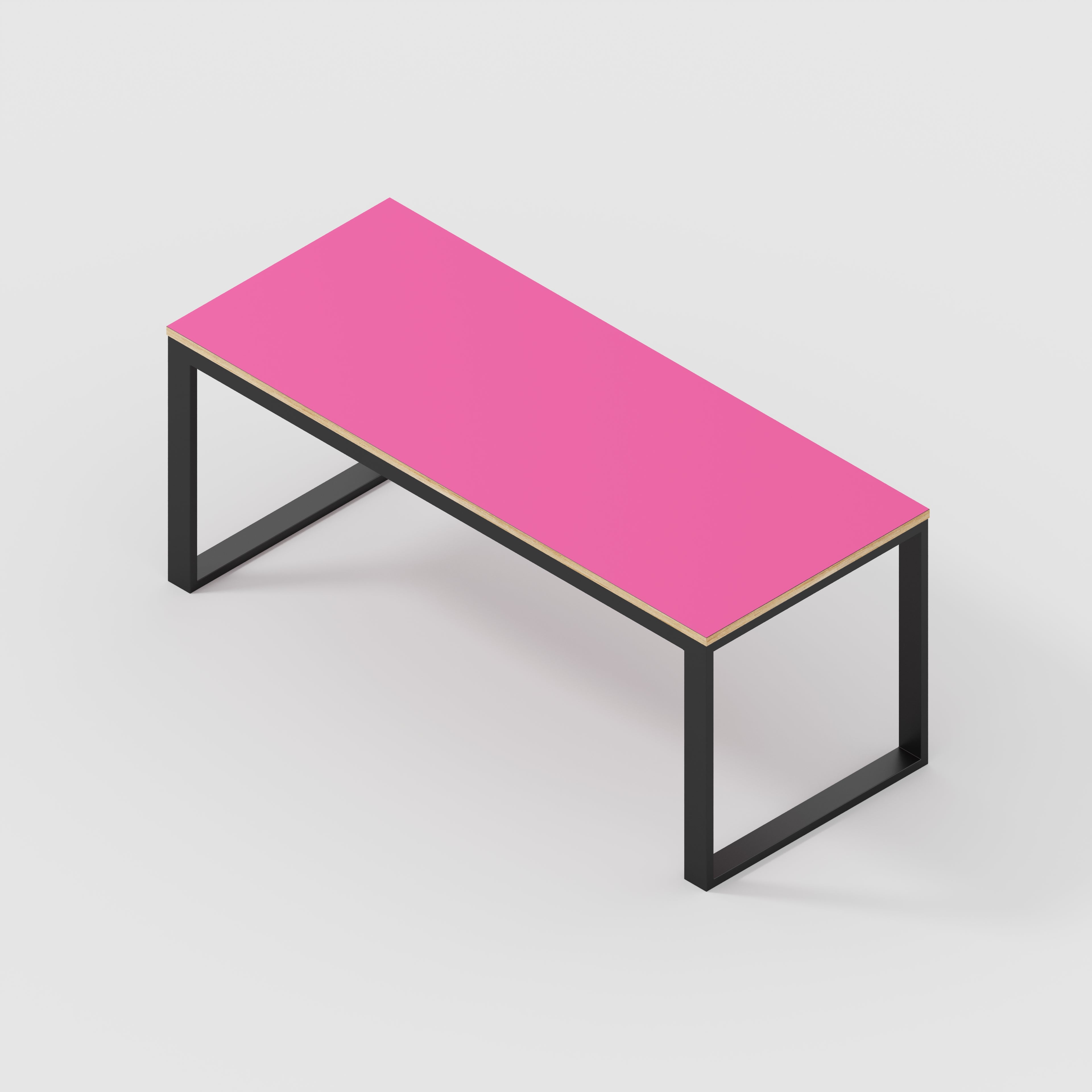 Plywood Table with Black Industrial Frame - Formica Juicy Pink - 1800(w) x 745(d) x 735(h)