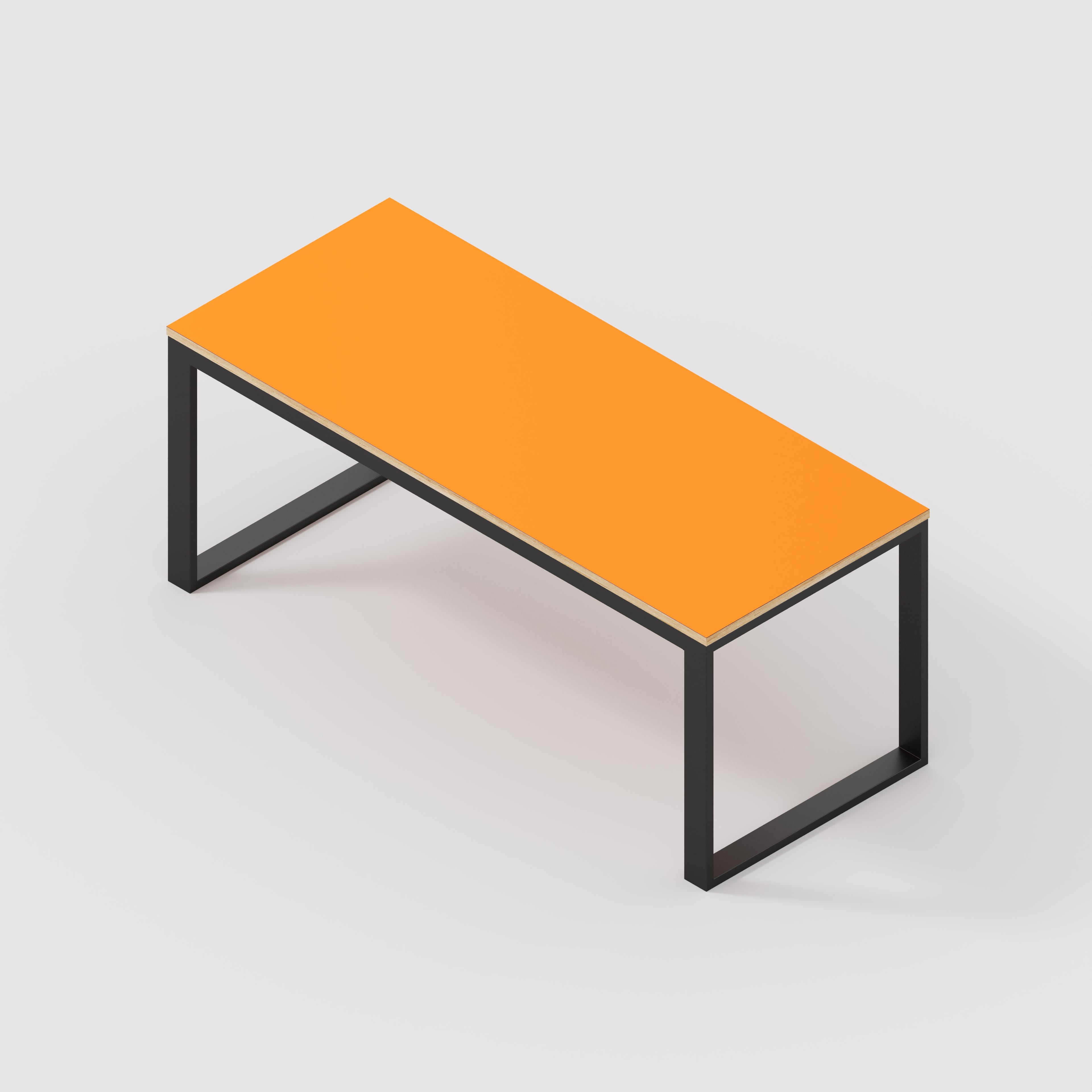 Plywood Table with Black Industrial Frame - Formica Levante Orange - 1800(w) x 745(d) x 735(h)