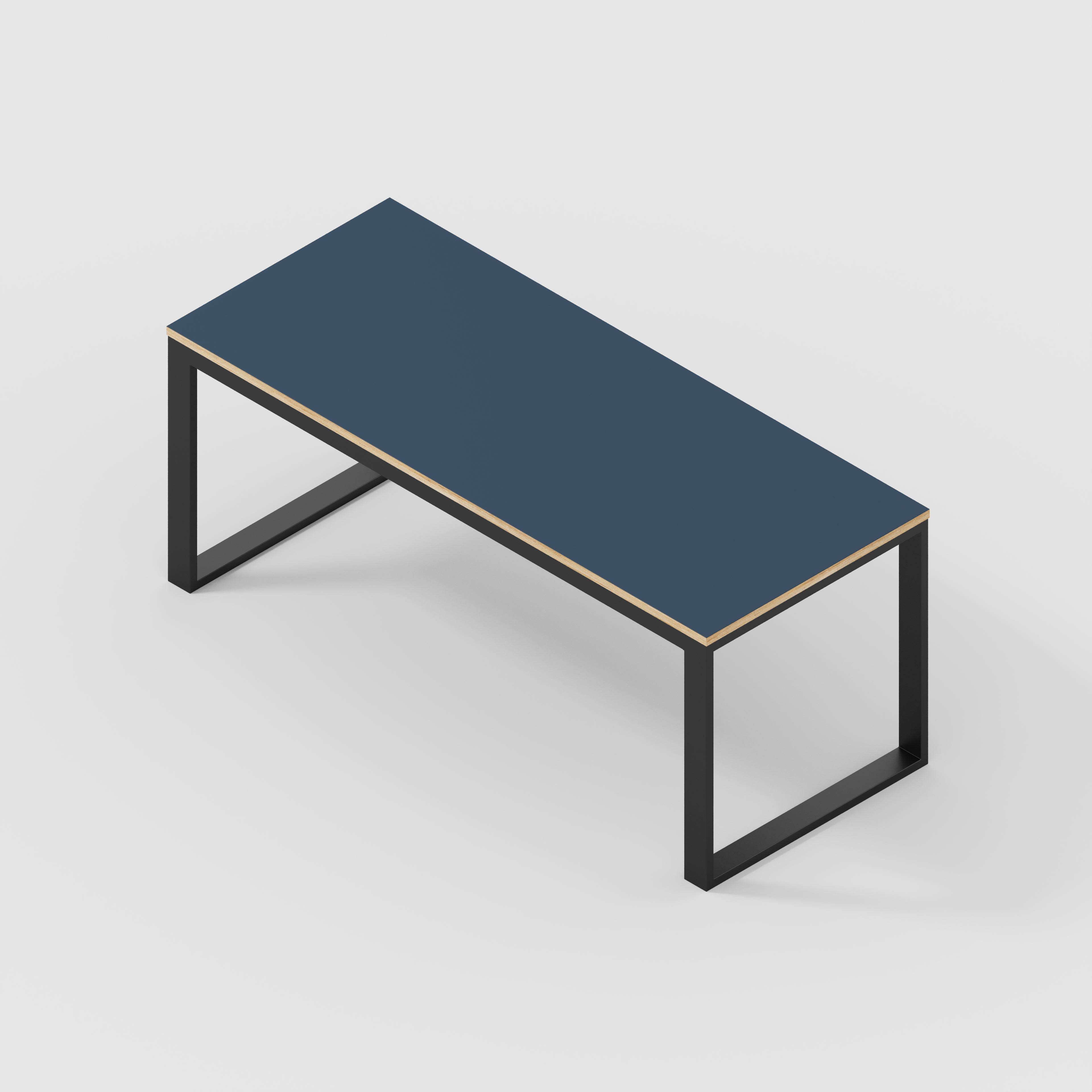 Plywood Table with Black Industrial Frame - Formica Night Sea Blue - 1800(w) x 745(d) x 735(h)