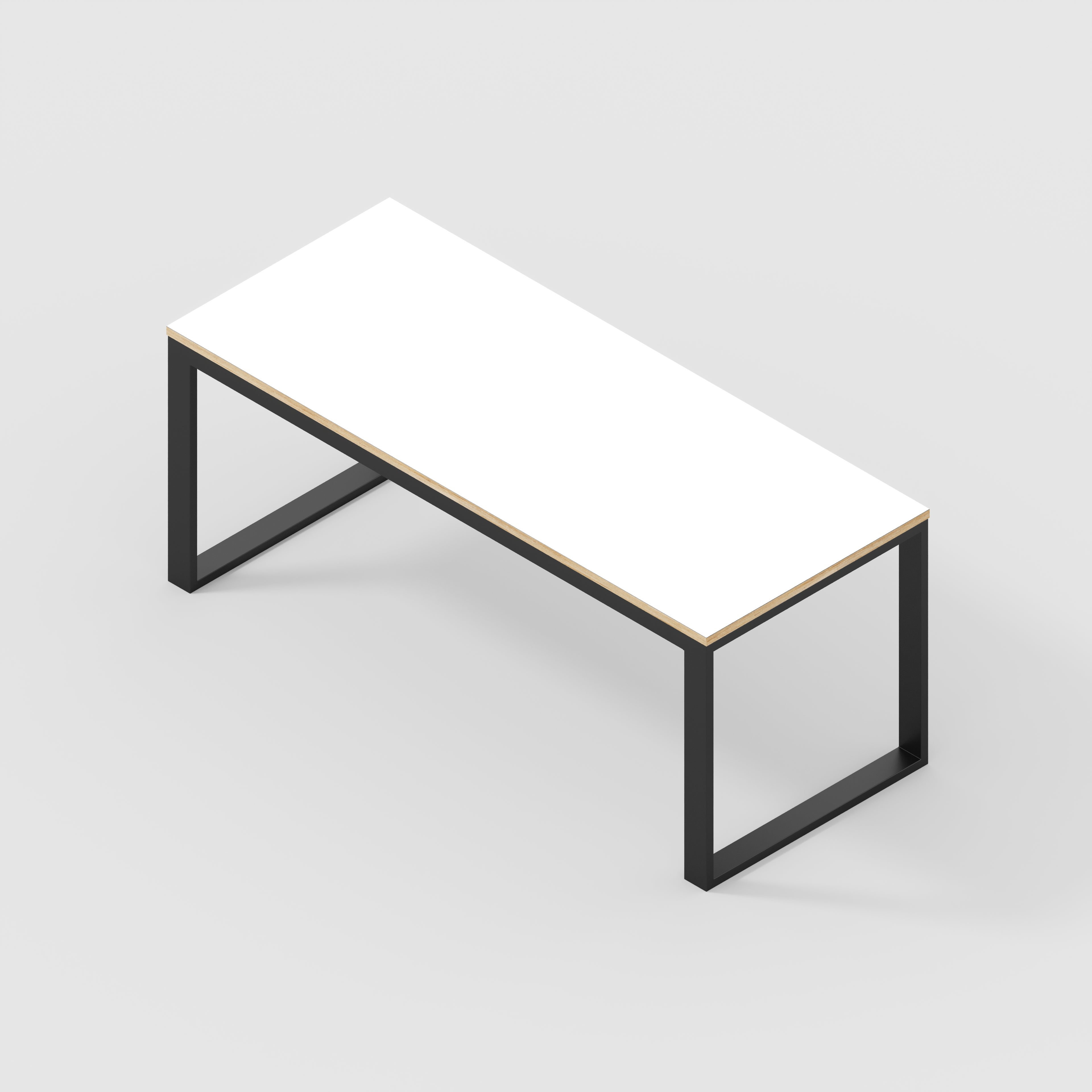 Plywood Table with Black Industrial Frame - Formica White - 1800(w) x 745(d) x 735(h)