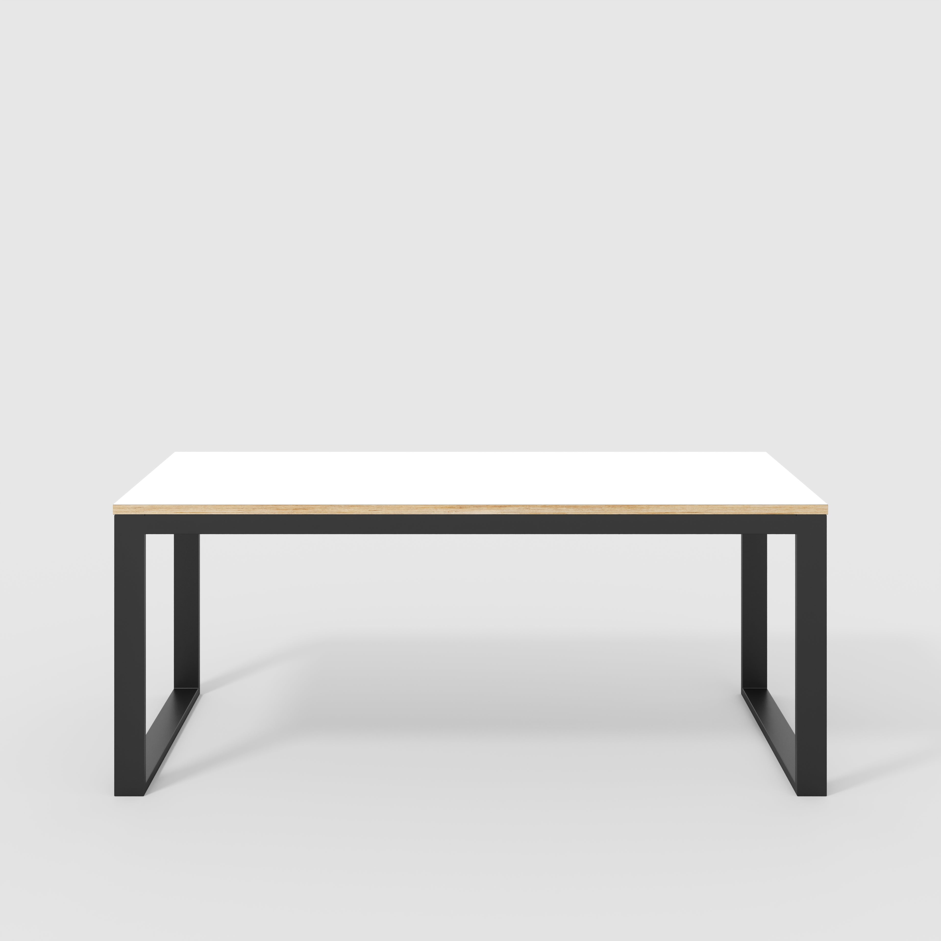 Plywood Table with Black Industrial Frame - Formica White - 1800(w) x 745(d) x 735(h)