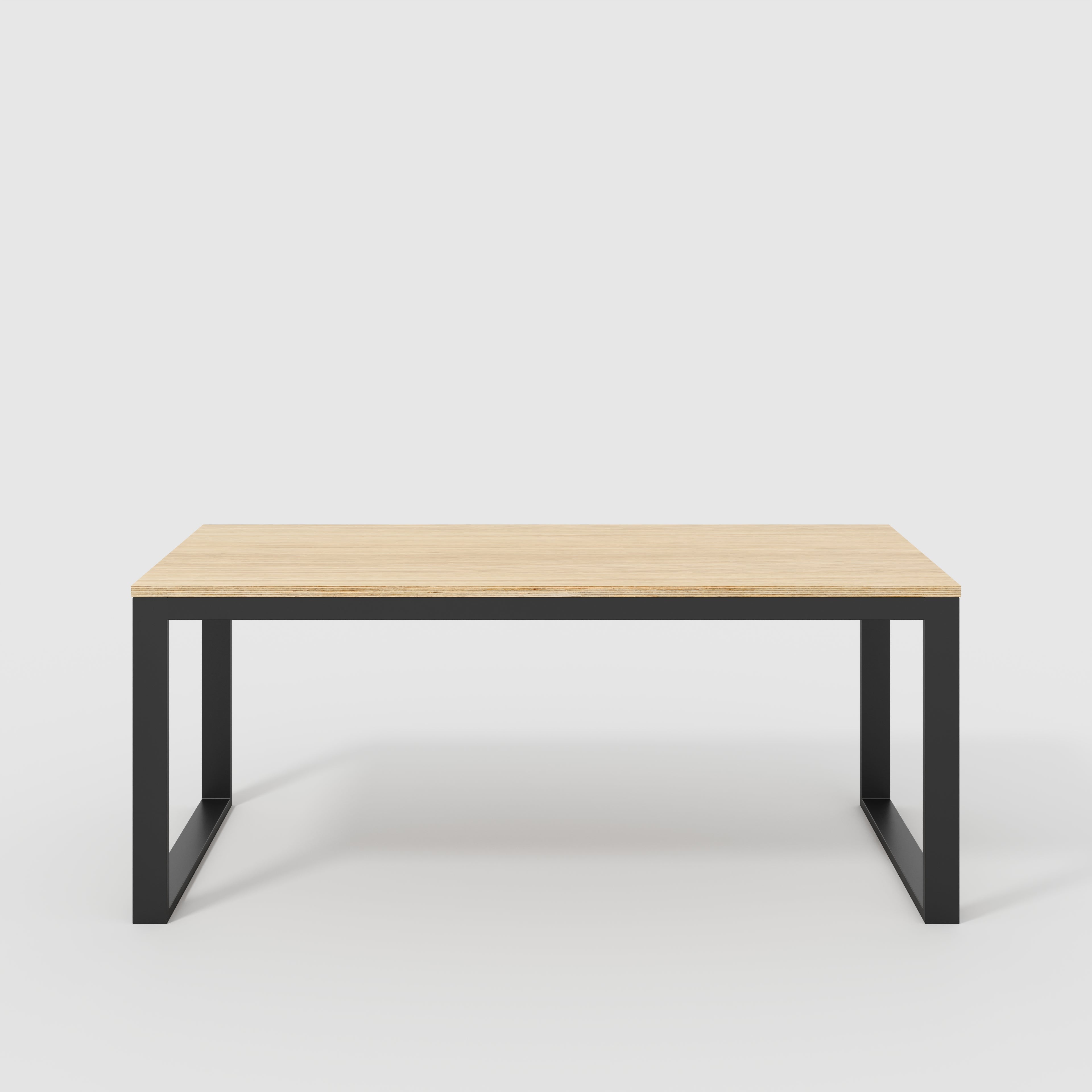 Plywood Table with Black Industrial Frame - Plywood Oak - 1800(w) x 745(d) x 735(h)