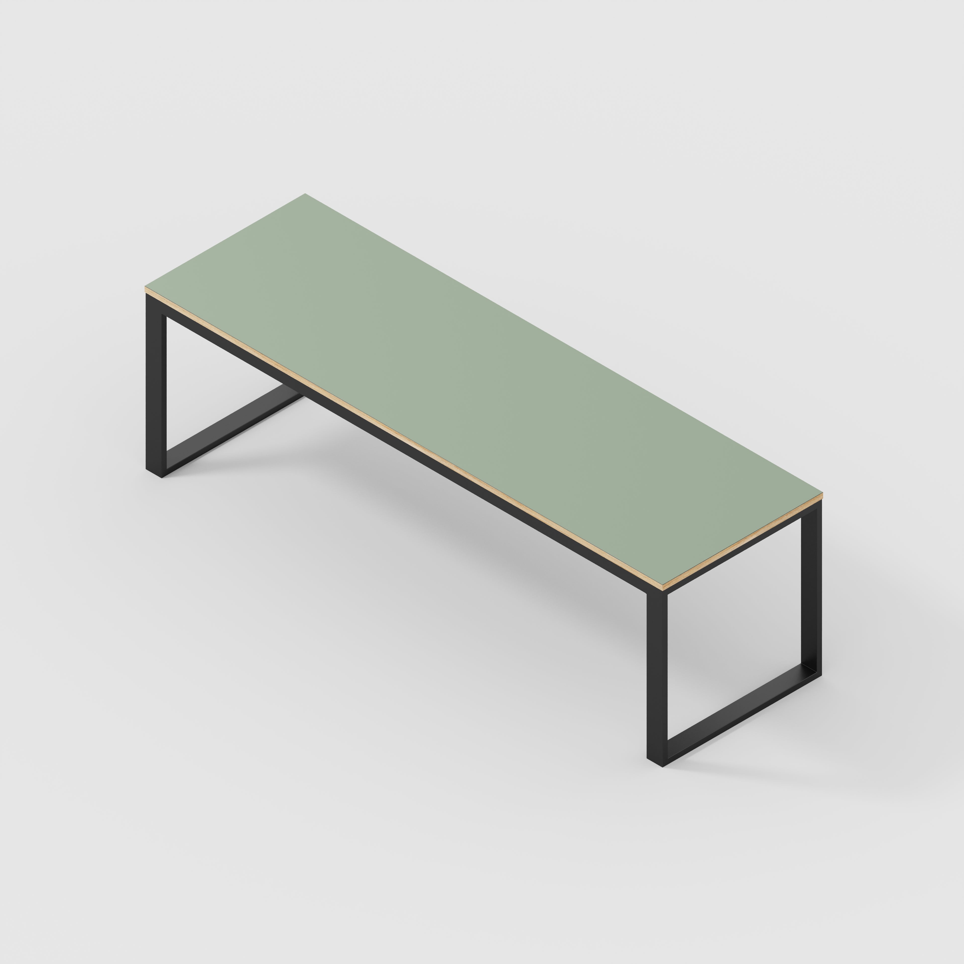 Plywood Table with Black Industrial Frame - Formica Green Slate - 2400(w) x 745(d) x 735(h)