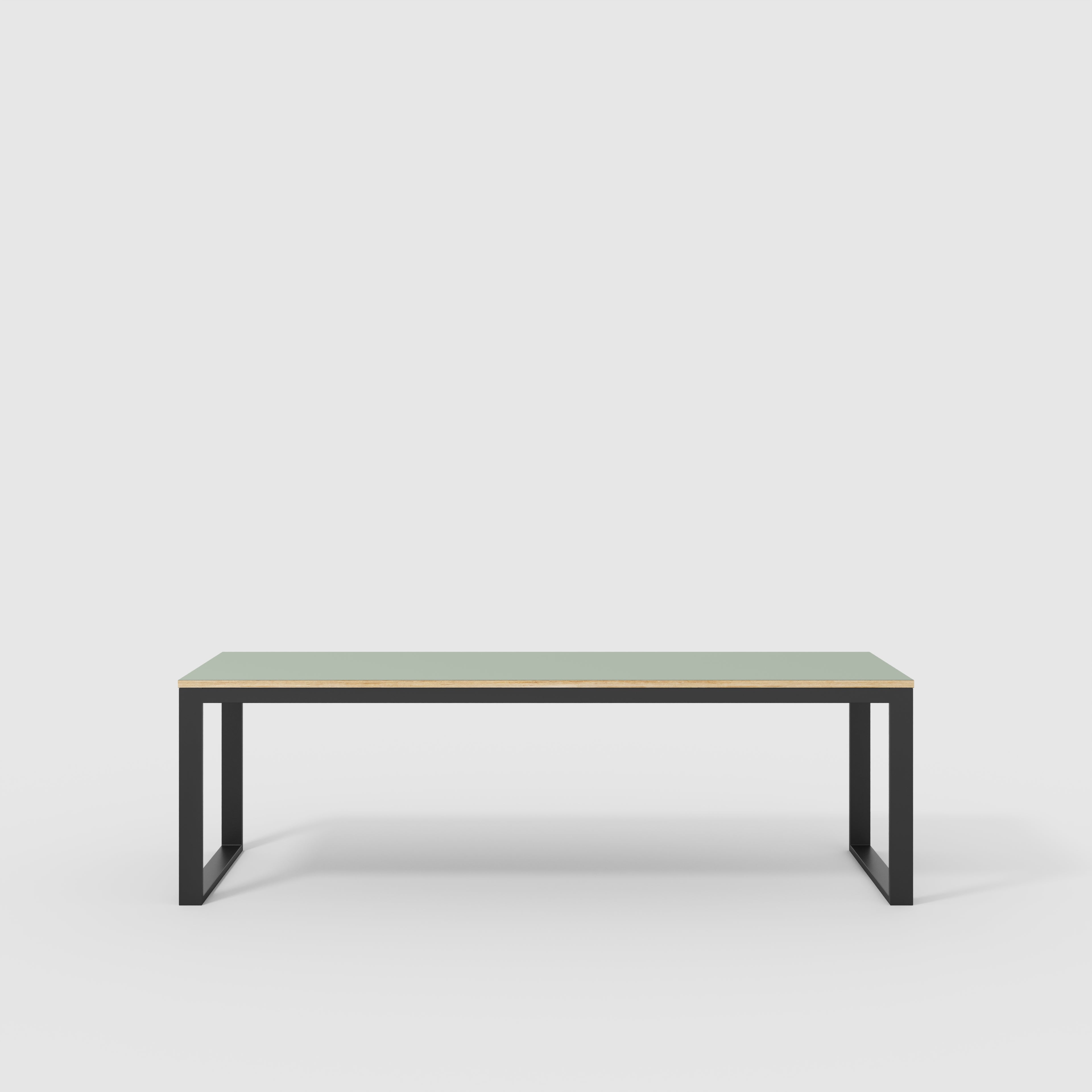 Plywood Table with Black Industrial Frame - Formica Green Slate - 2400(w) x 745(d) x 735(h)