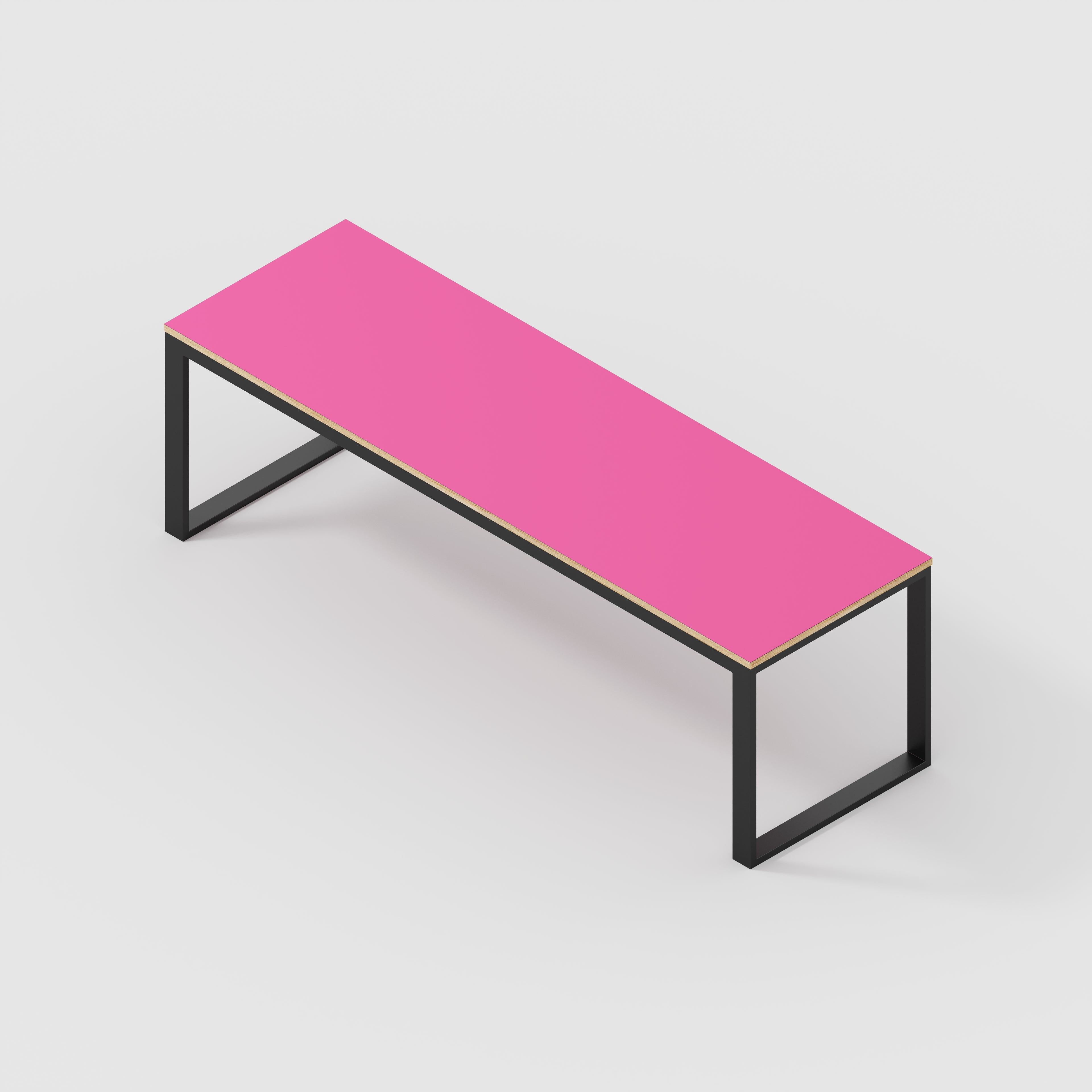 Plywood Table with Black Industrial Frame - Formica Juicy Pink - 2400(w) x 745(d) x 735(h)