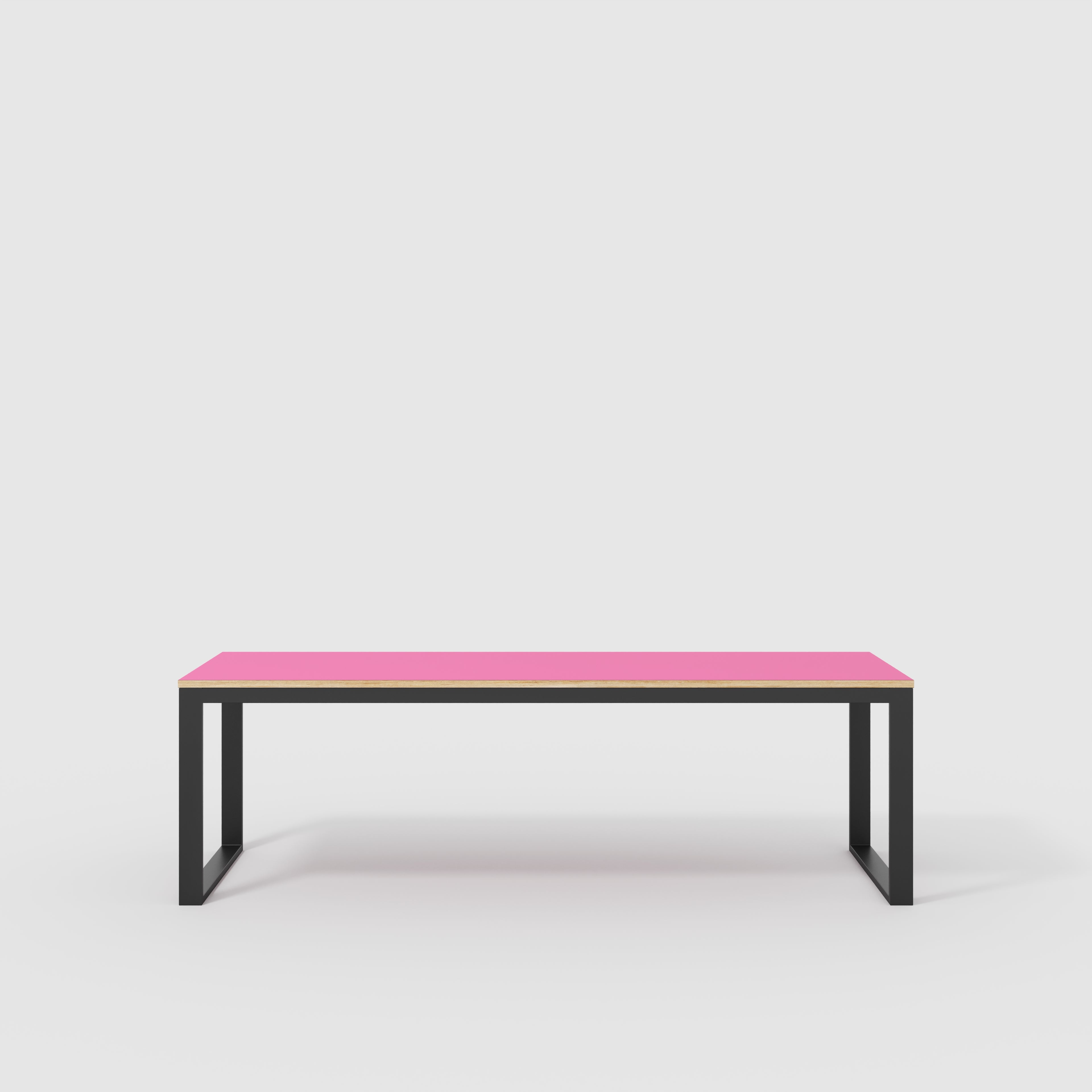 Plywood Table with Black Industrial Frame - Formica Juicy Pink - 2400(w) x 745(d) x 735(h)