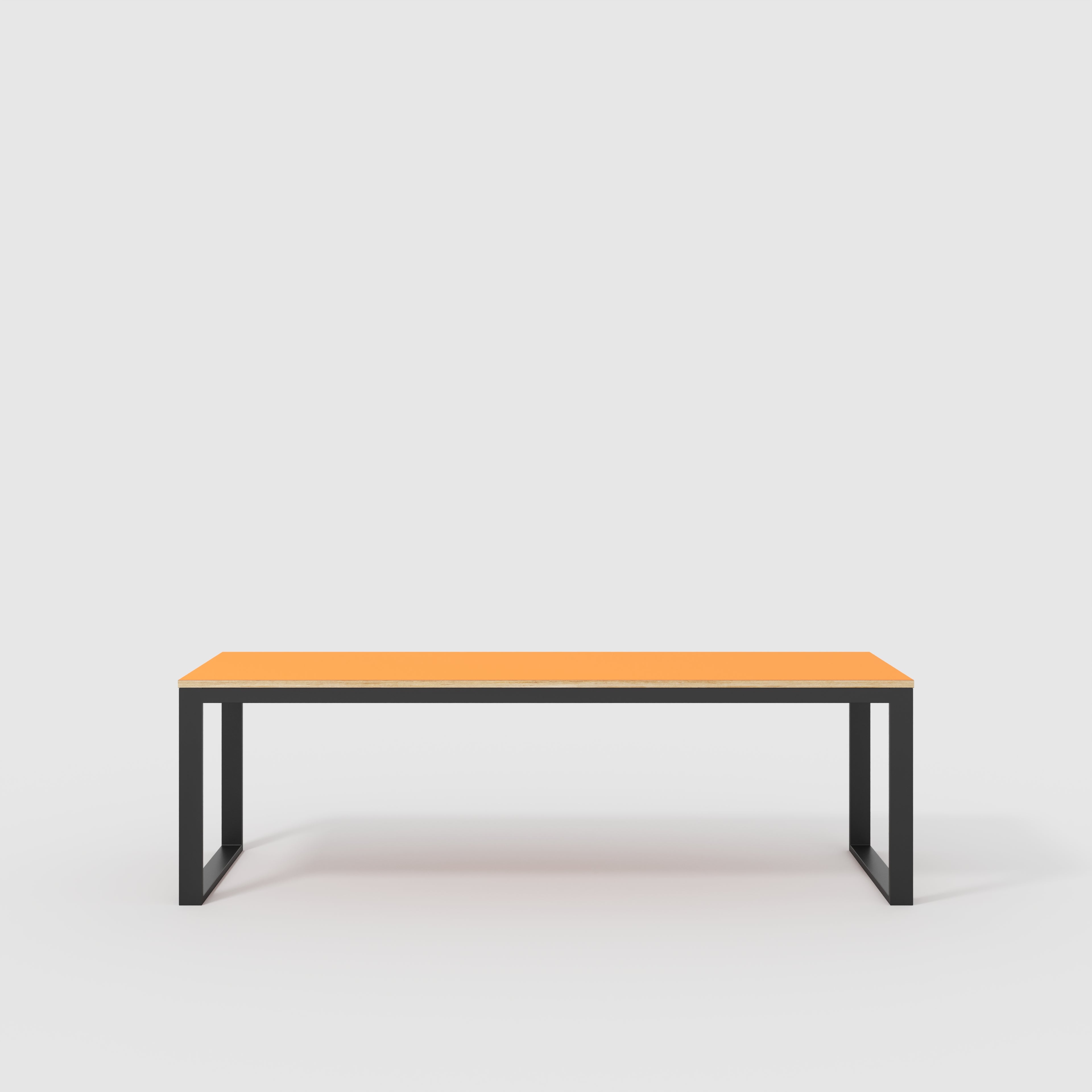 Plywood Table with Black Industrial Frame - Formica Levante Orange - 2400(w) x 745(d) x 735(h)