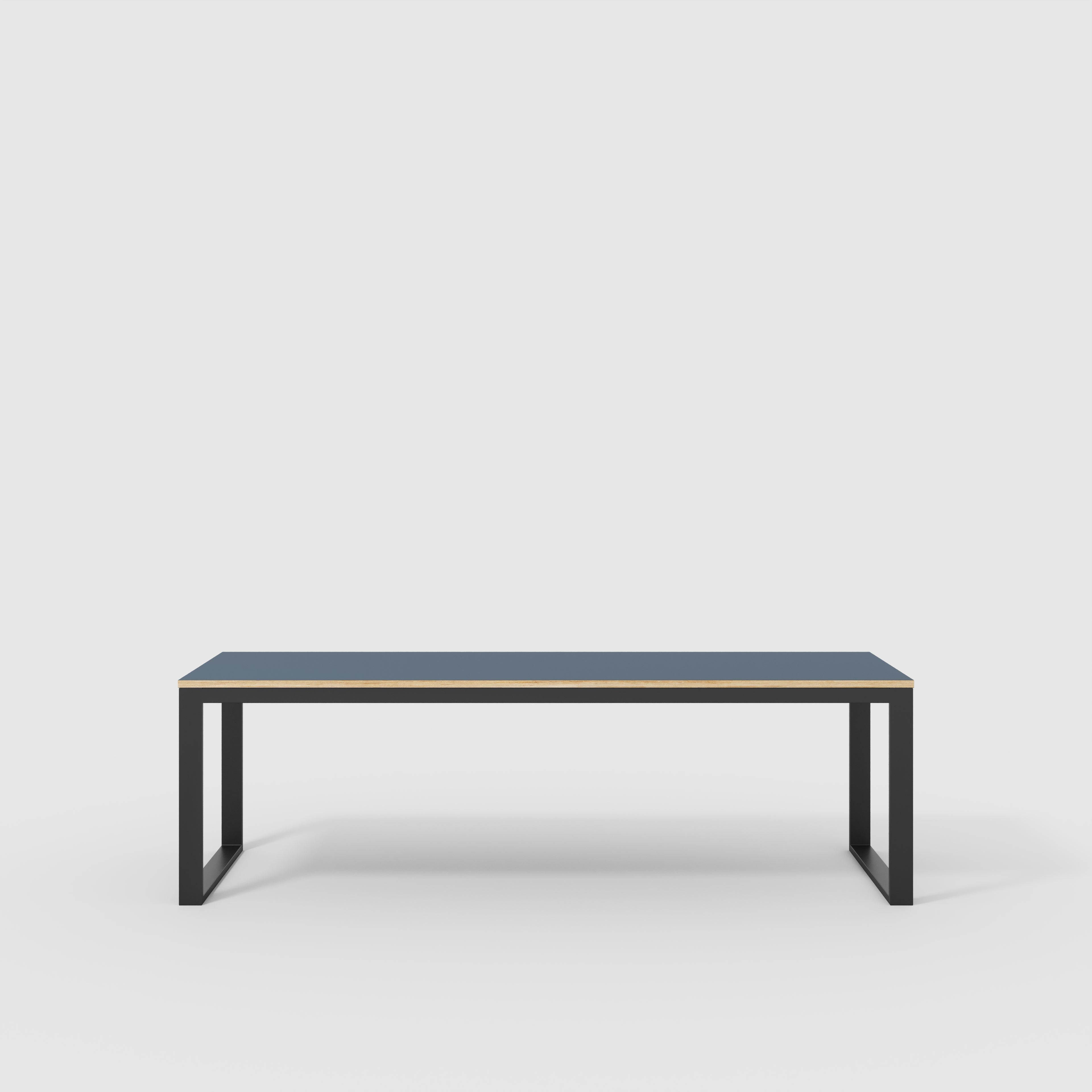 Plywood Table with Black Industrial Frame - Formica Night Sea Blue- 2400(w) x 745(d) x 735(h)