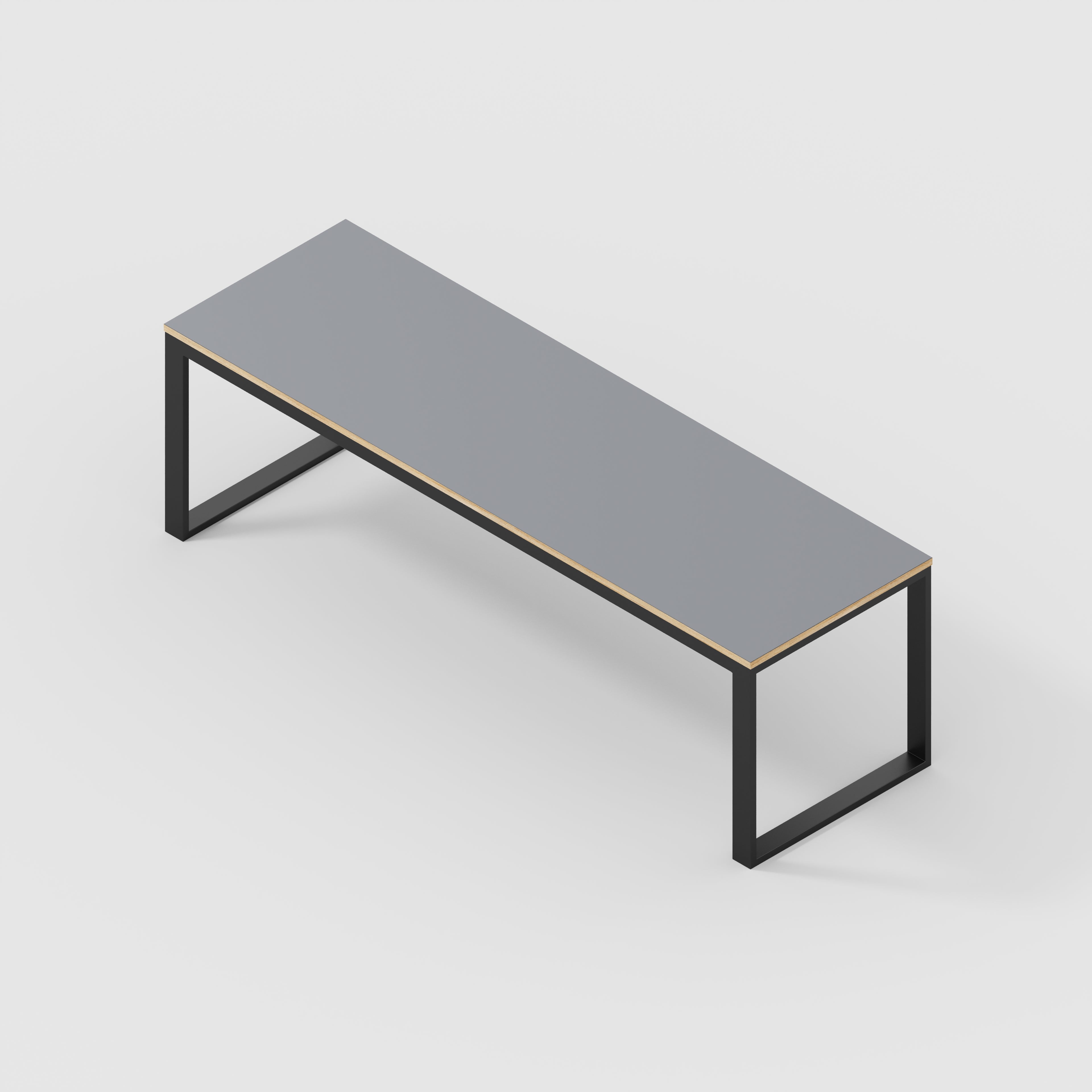 Plywood Table with Black Industrial Frame - Formica Tornado Grey- 2400(w) x 745(d) x 735(h)