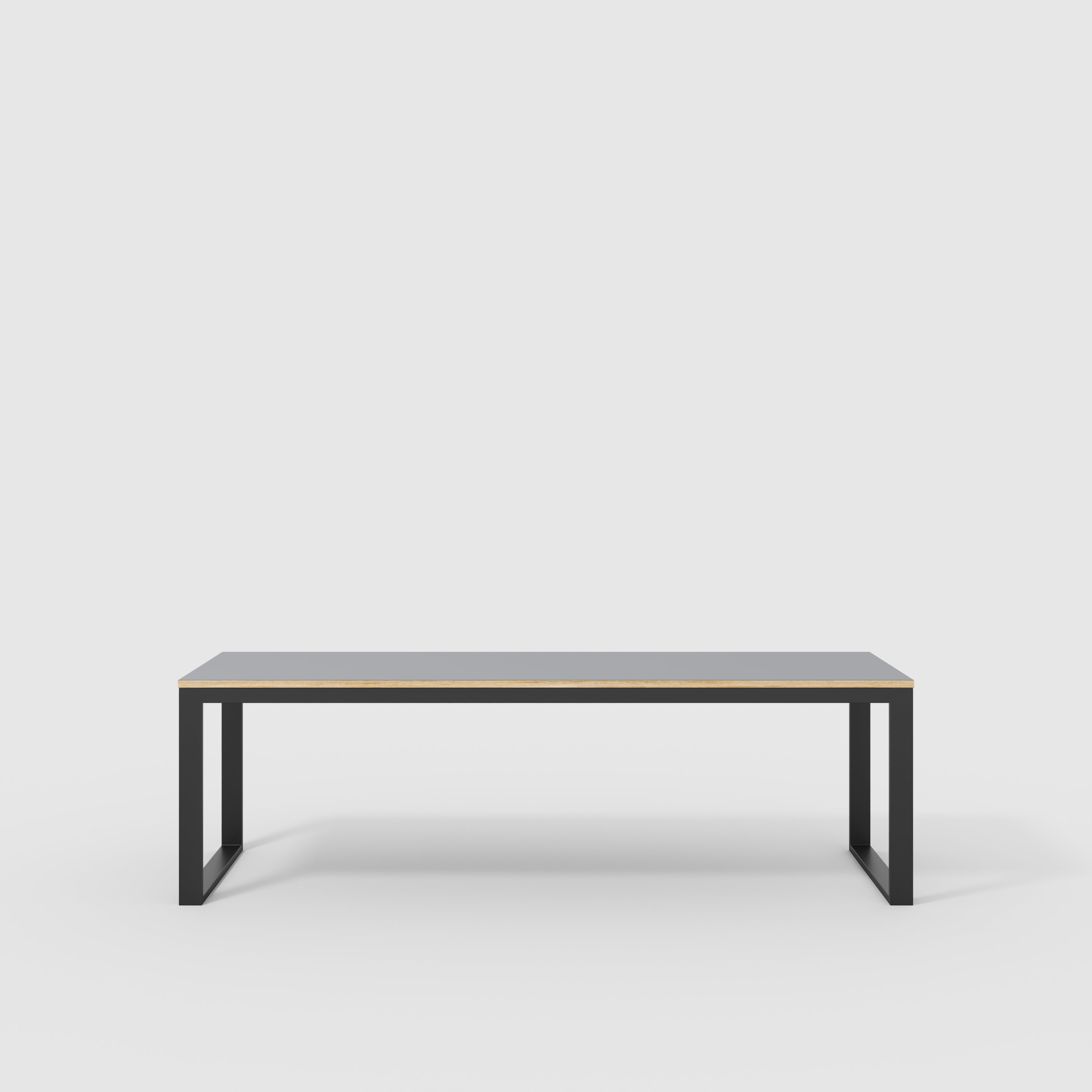 Plywood Table with Black Industrial Frame - Formica Tornado Grey- 2400(w) x 745(d) x 735(h)