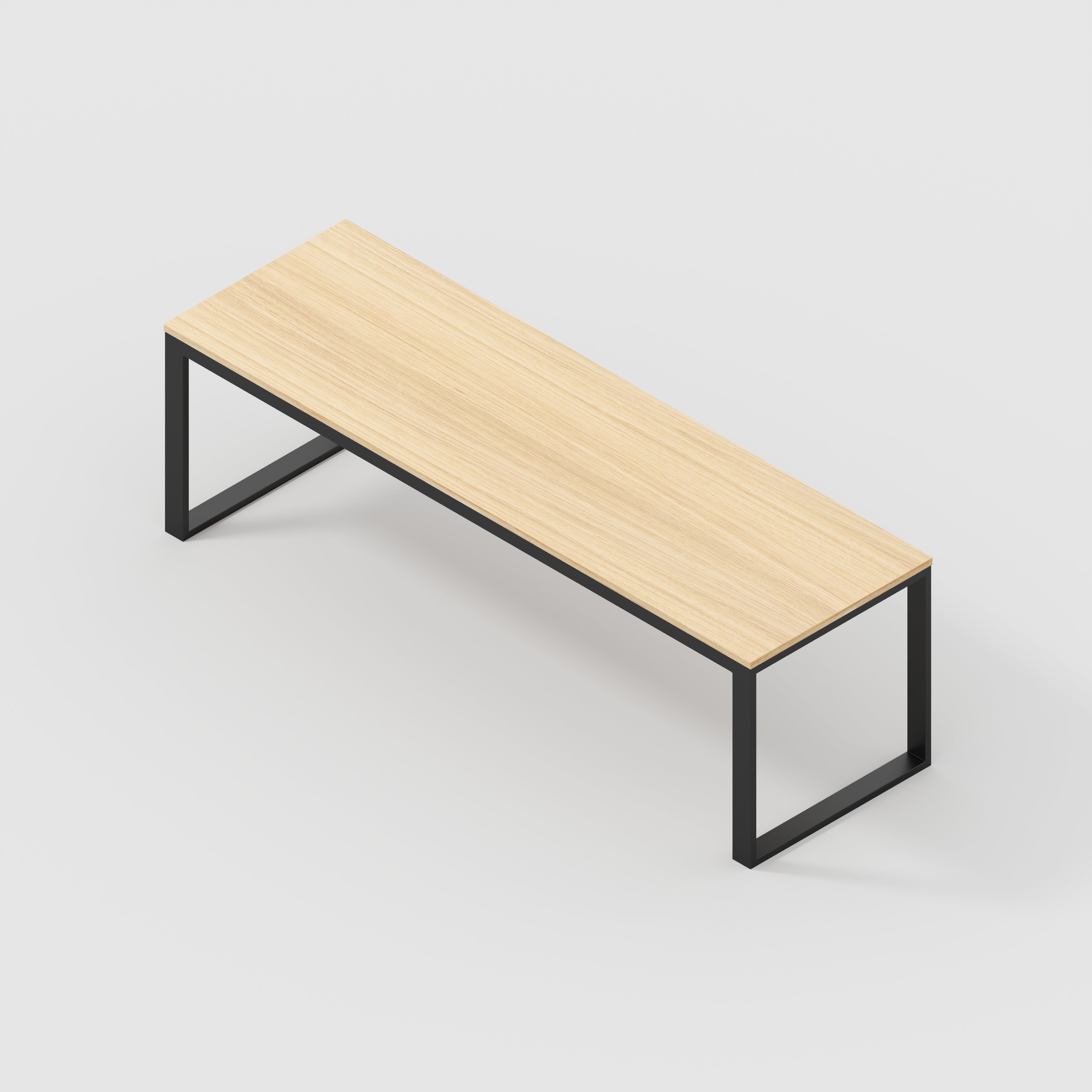 Plywood Table with Black Industrial Frame - Plywood Oak - 2400(w) x 745(d) x 735(h)