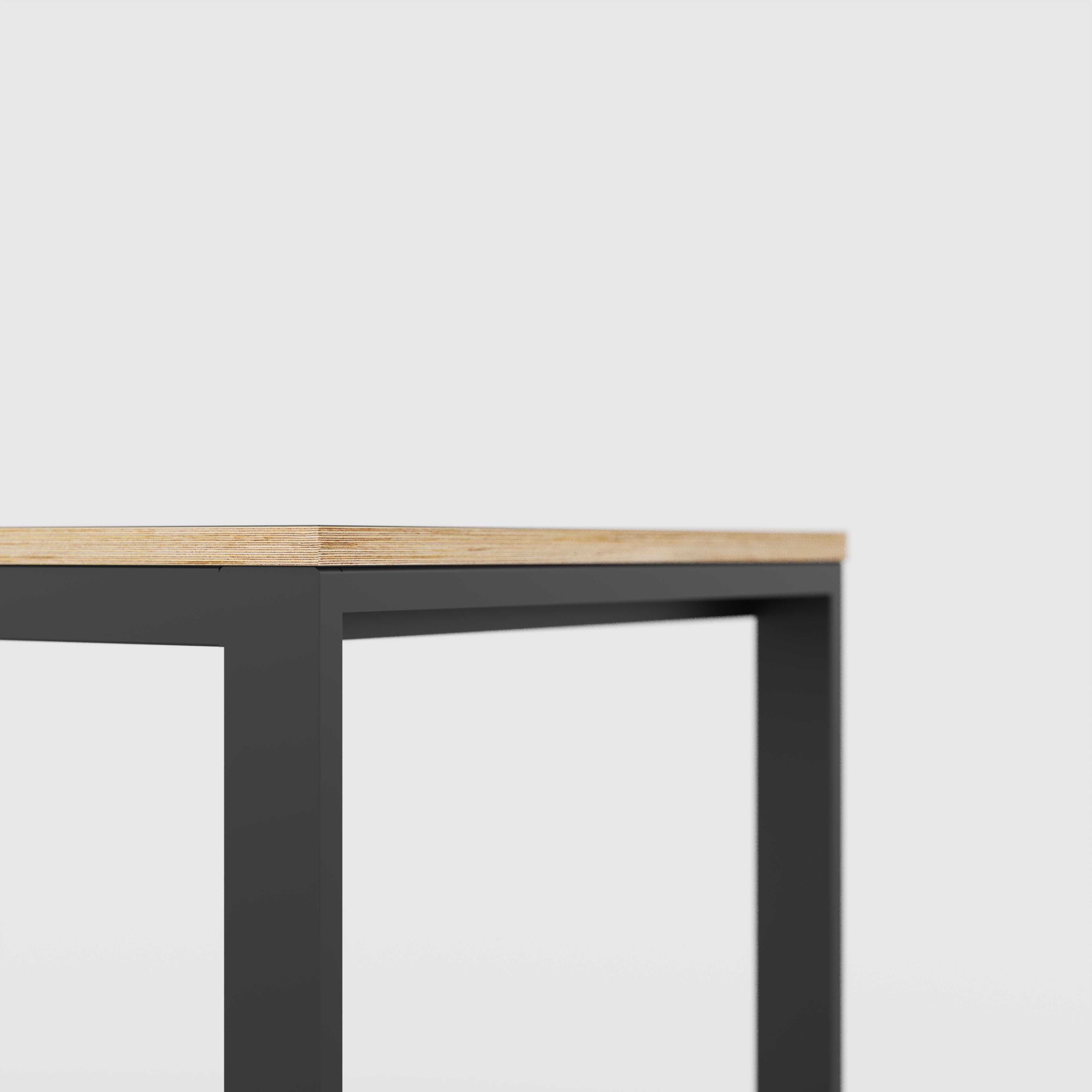Plywood Table with Black Industrial Frame - Formica Diamond Black - 1200(w) x 745(d) x 735(h)