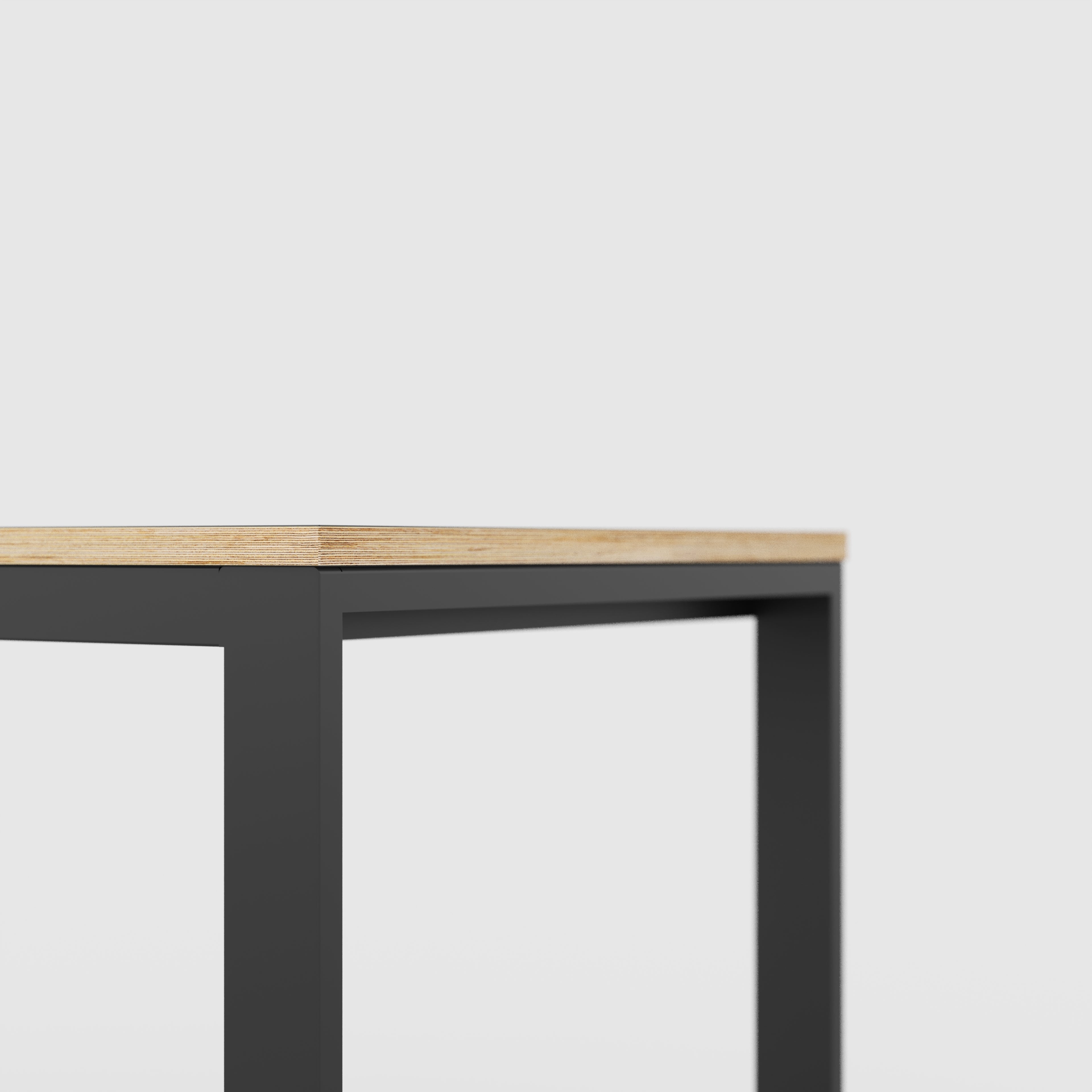Plywood Table with Black Industrial Frame - Formica Tornado Grey- 2400(w) x 745(d) x 735(h)