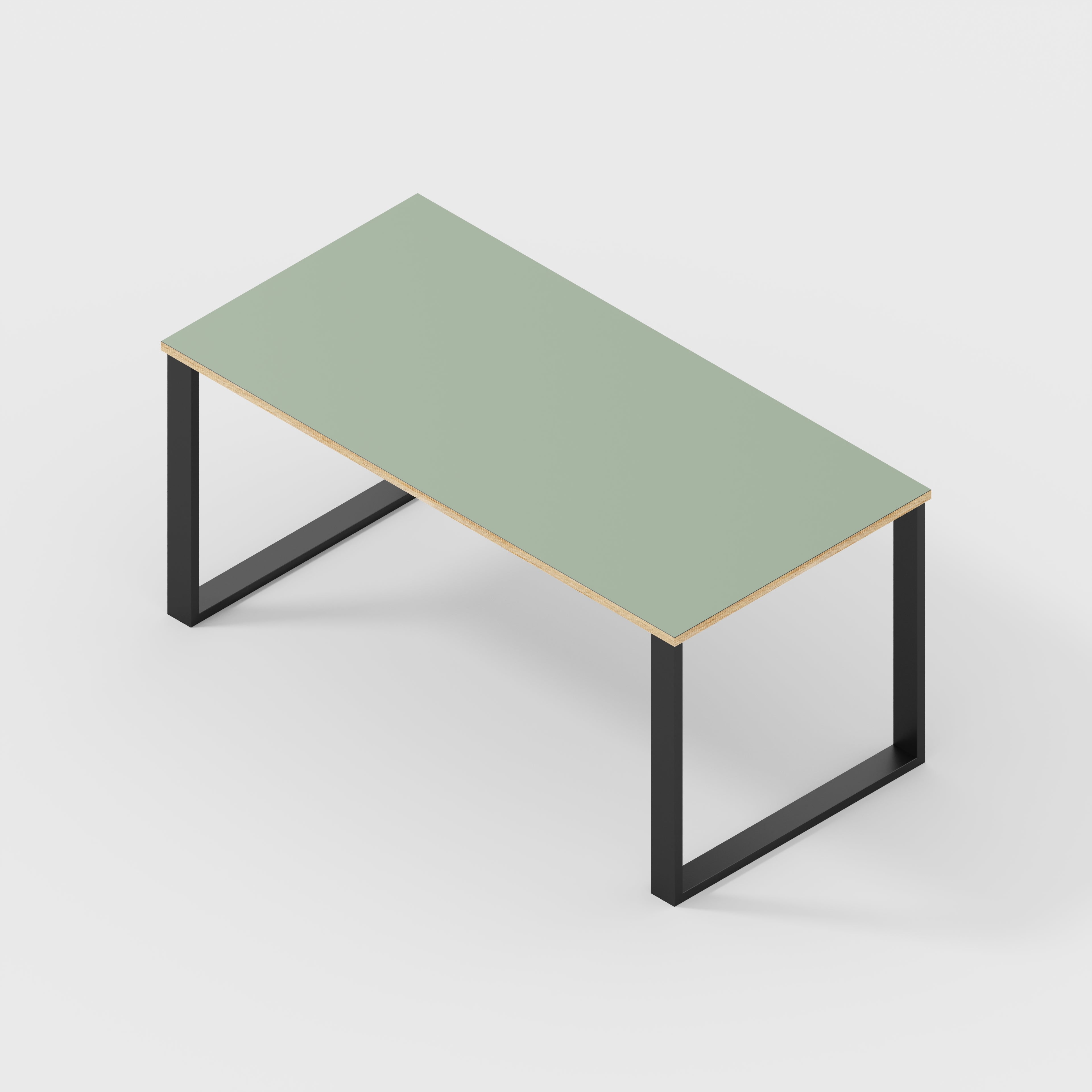Plywood Table with Black Industrial Legs - Formica Green Slate - 1600(w) x 800(d)