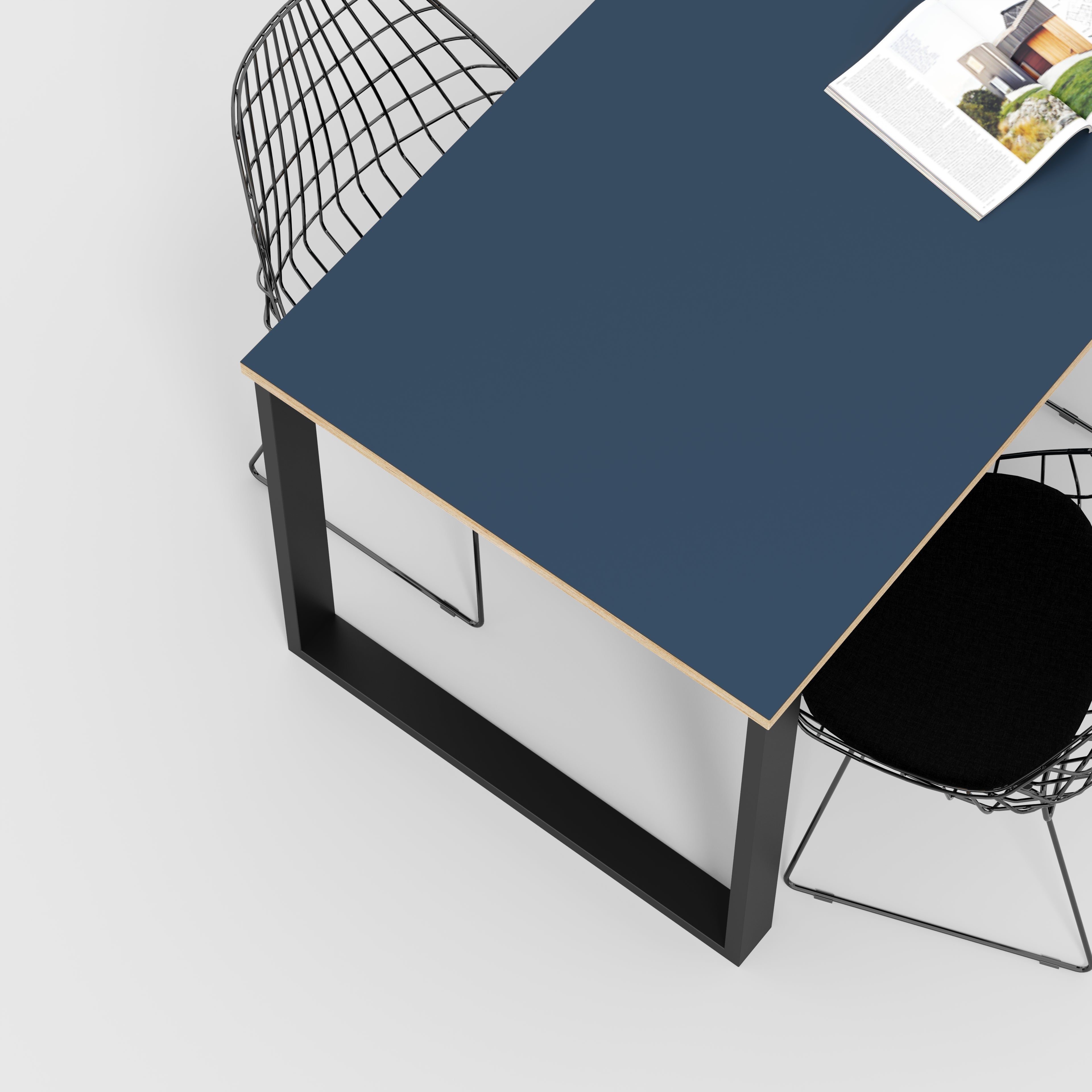 Plywood Table with Black Industrial Legs - Formica Night Sea Blue - 1600(w) x 800(d)