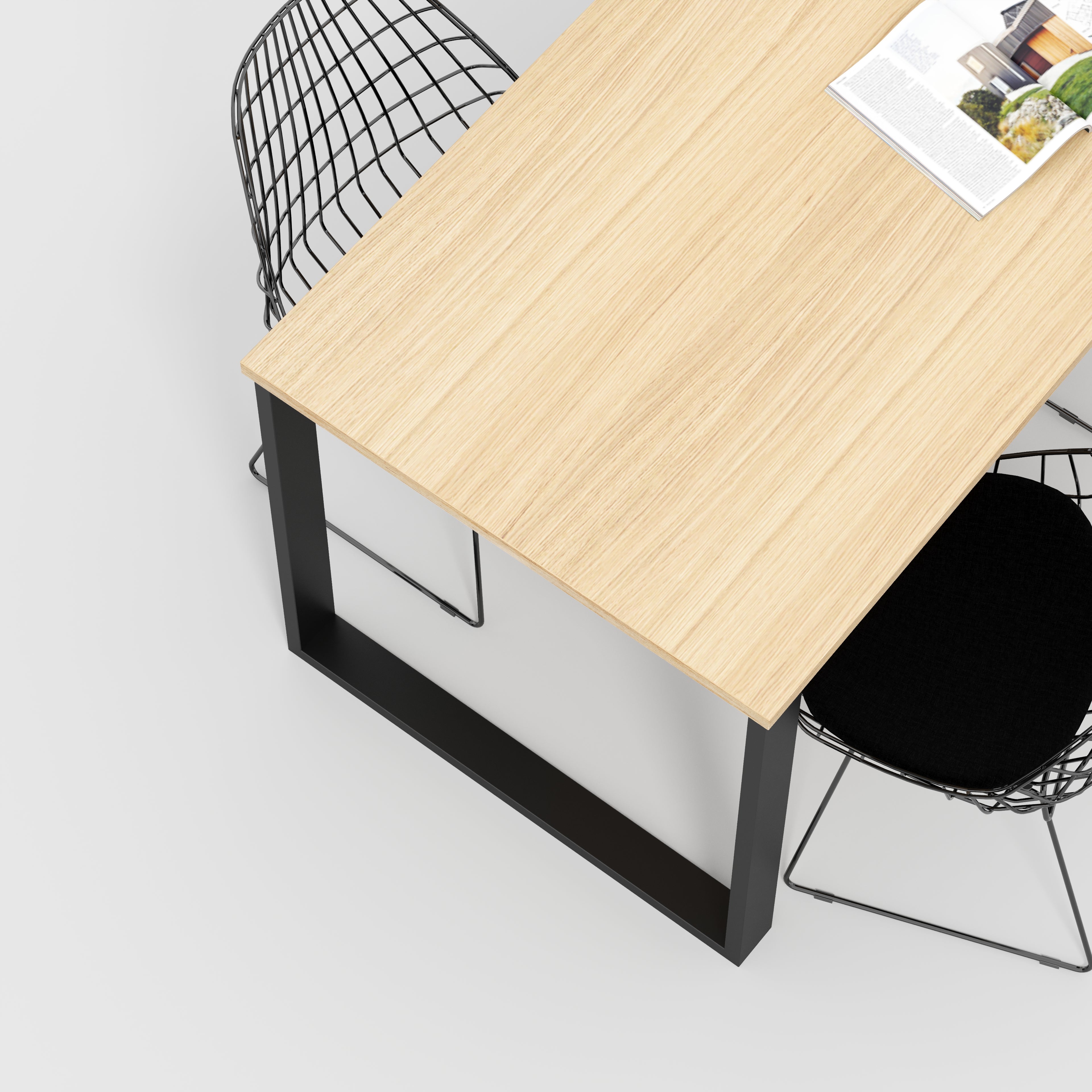 Plywood Table with Black Industrial Legs - Plywood Oak - 1600(w) x 800(d)