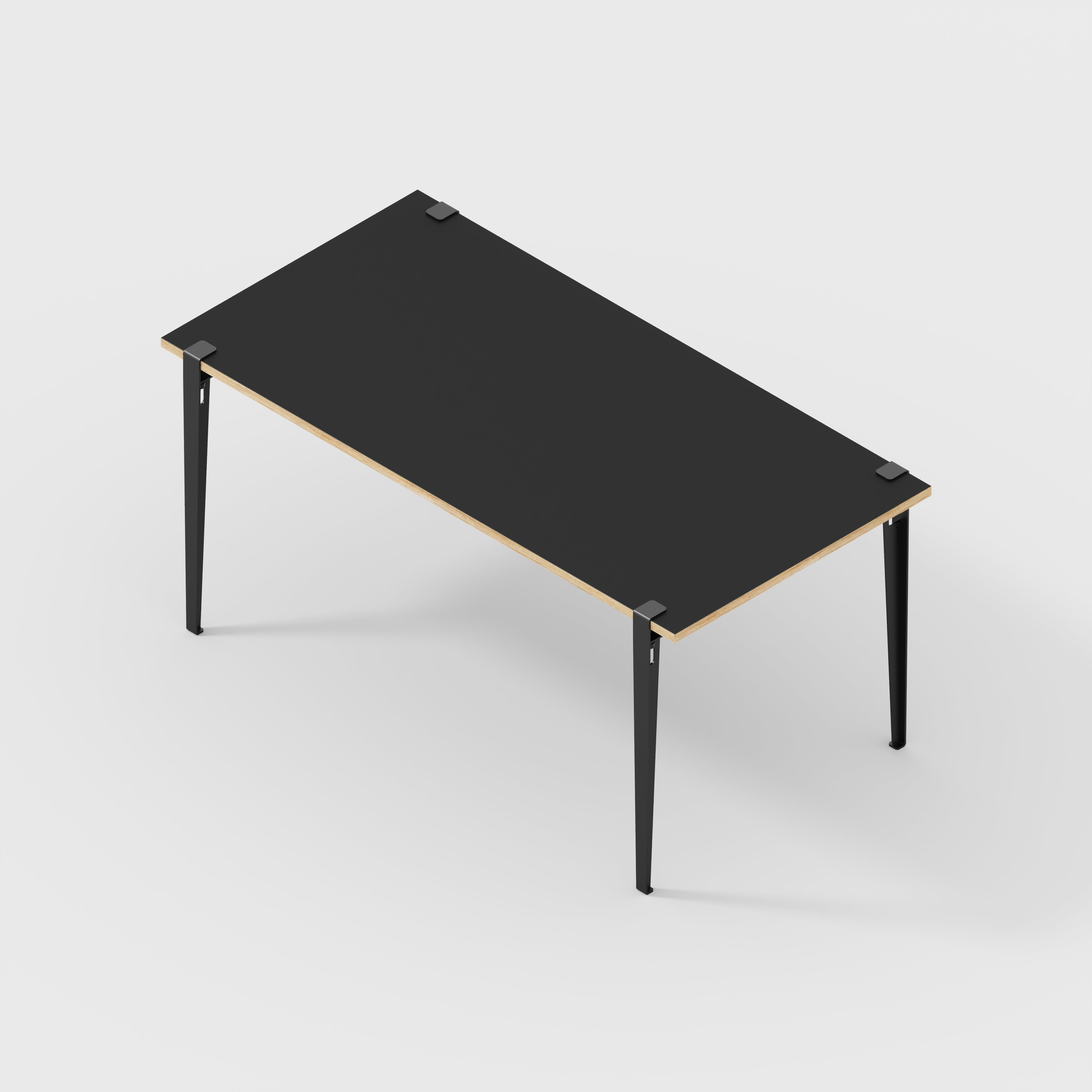 Plywood Table with Black Tiptoe Legs - Formica Diamond Black - 1600(w) x 800(d) x 750(h)