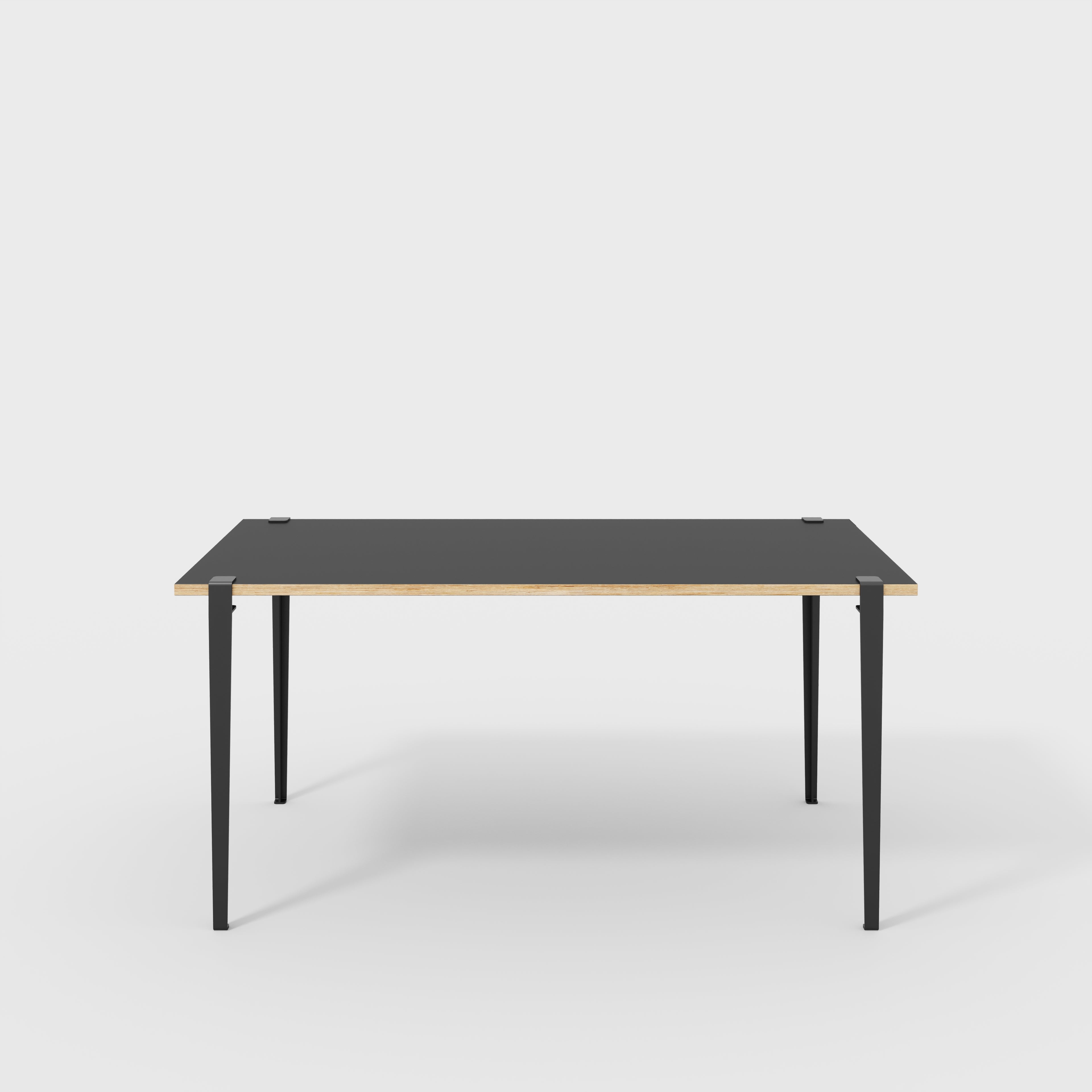 Plywood Table with Black Tiptoe Legs - Formica Diamond Black - 1600(w) x 800(d) x 750(h)