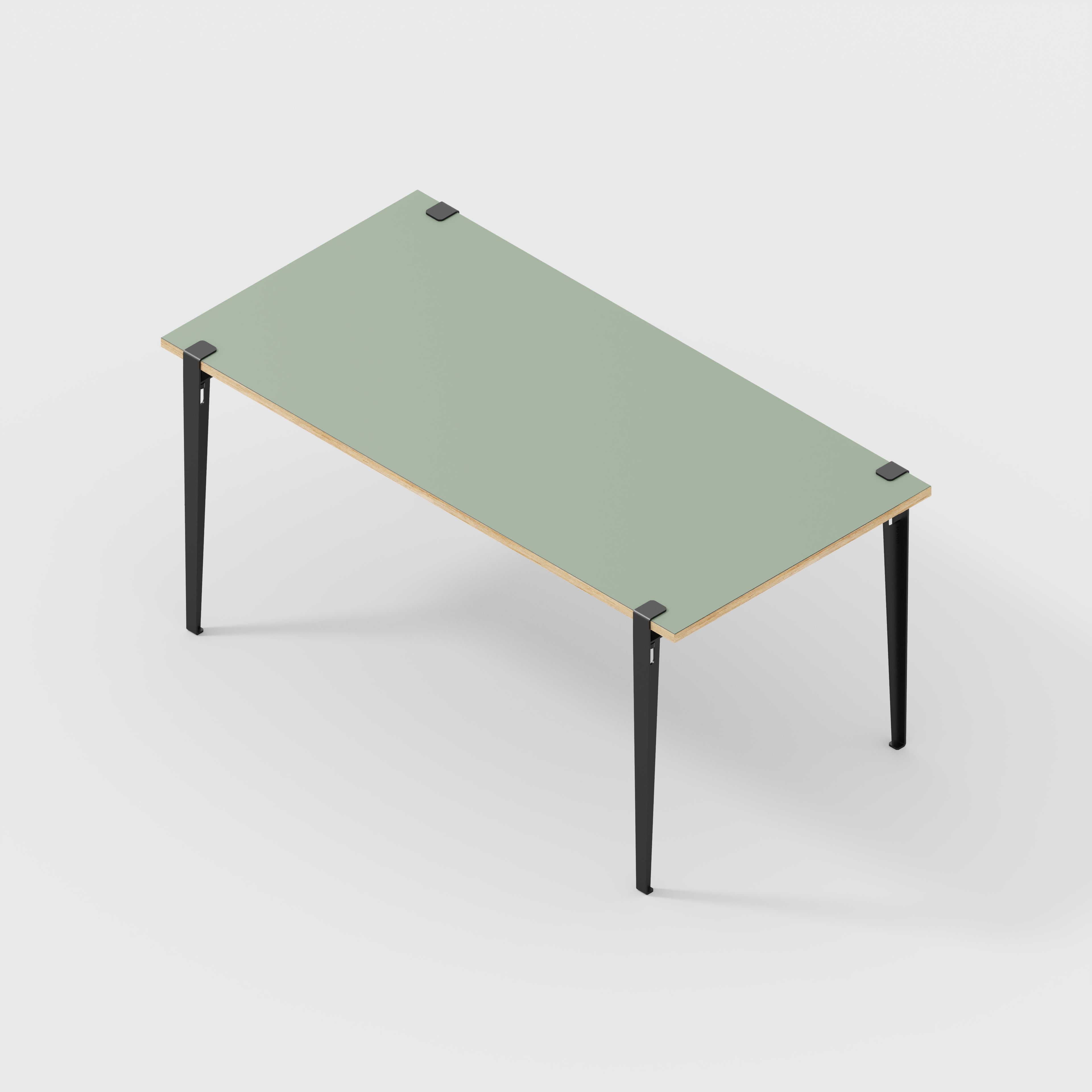 Plywood Table with Black Tiptoe Legs - Formica Green Slate - 1600(w) x 800(d) x 750(h)