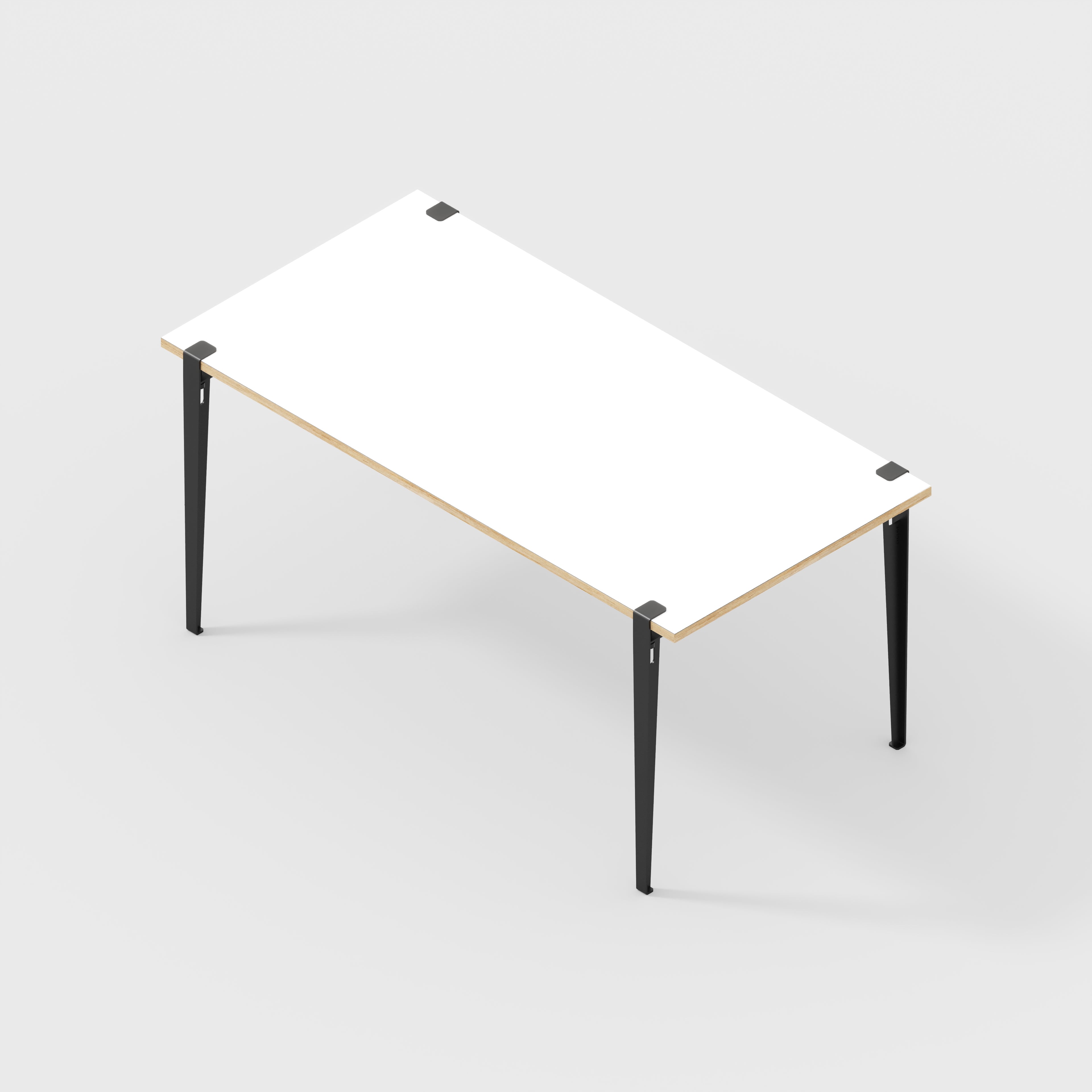 Plywood Table with Black Tiptoe Legs - Formica White - 1600(w) x 800(d) x 750(h)