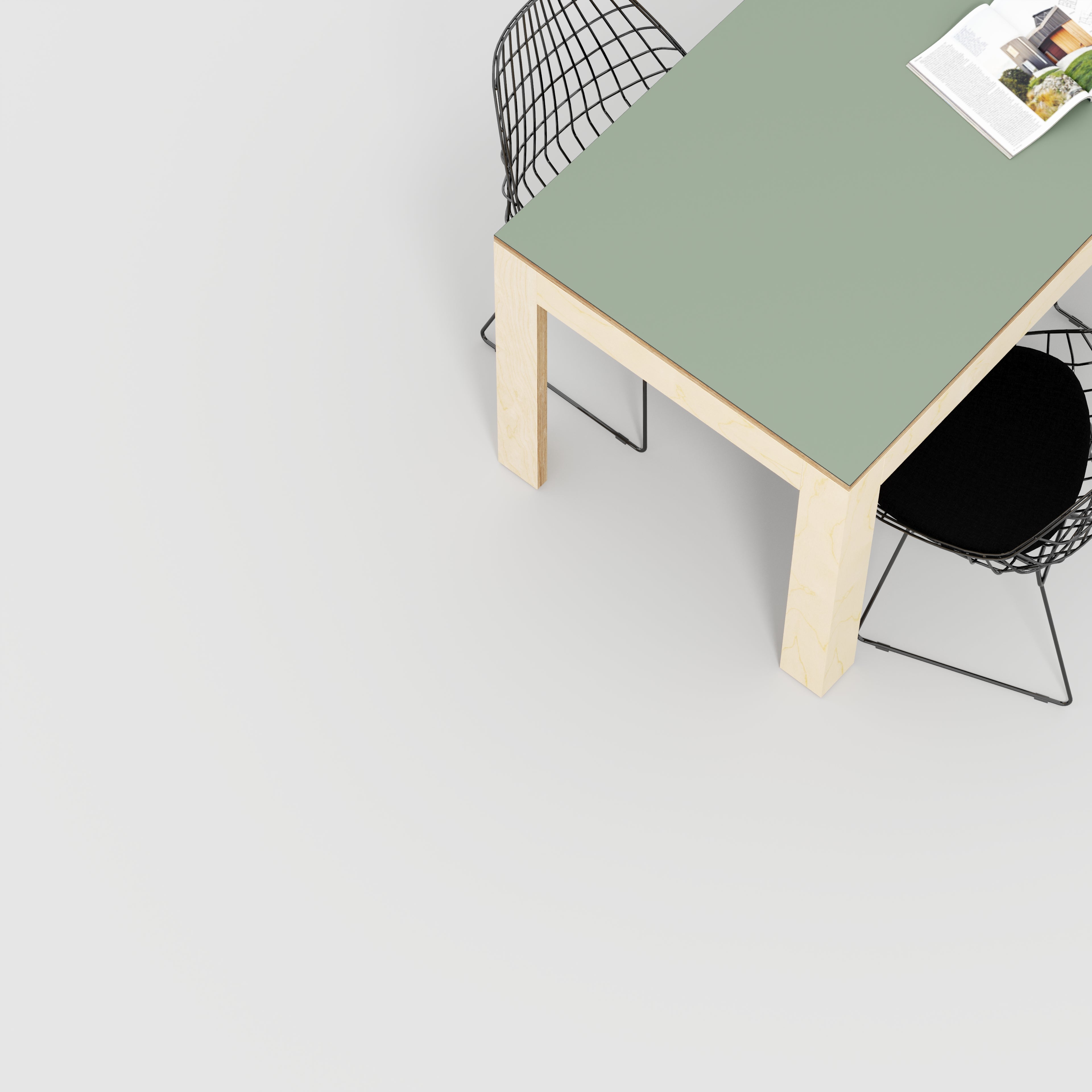 Plywood Table with Solid Frame - Formica Green Slate - 1600(w) x 800(d) x 750(h)