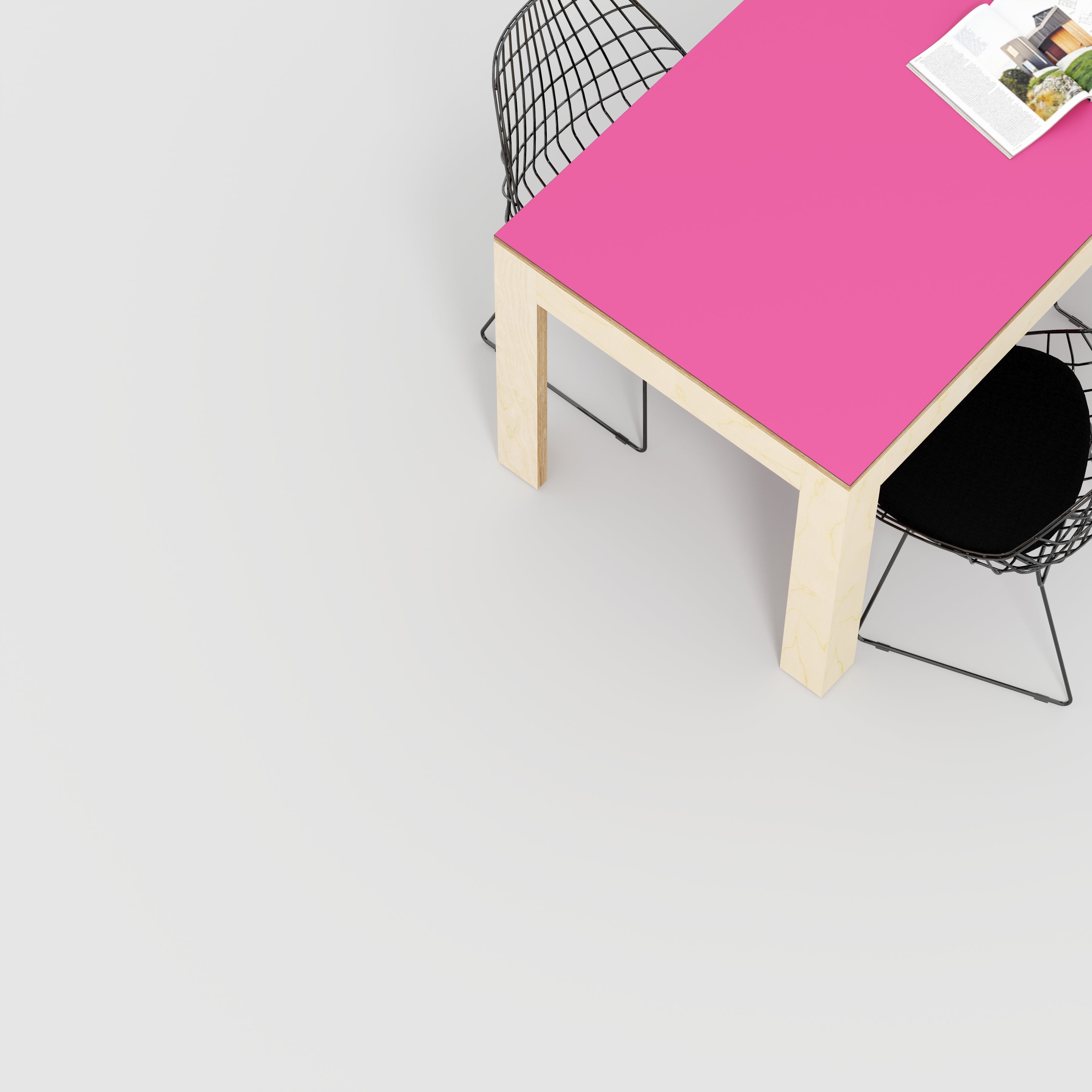 Plywood Table with Solid Frame - Formica Juicy Pink - 1600(w) x 800(d) x 750(h)