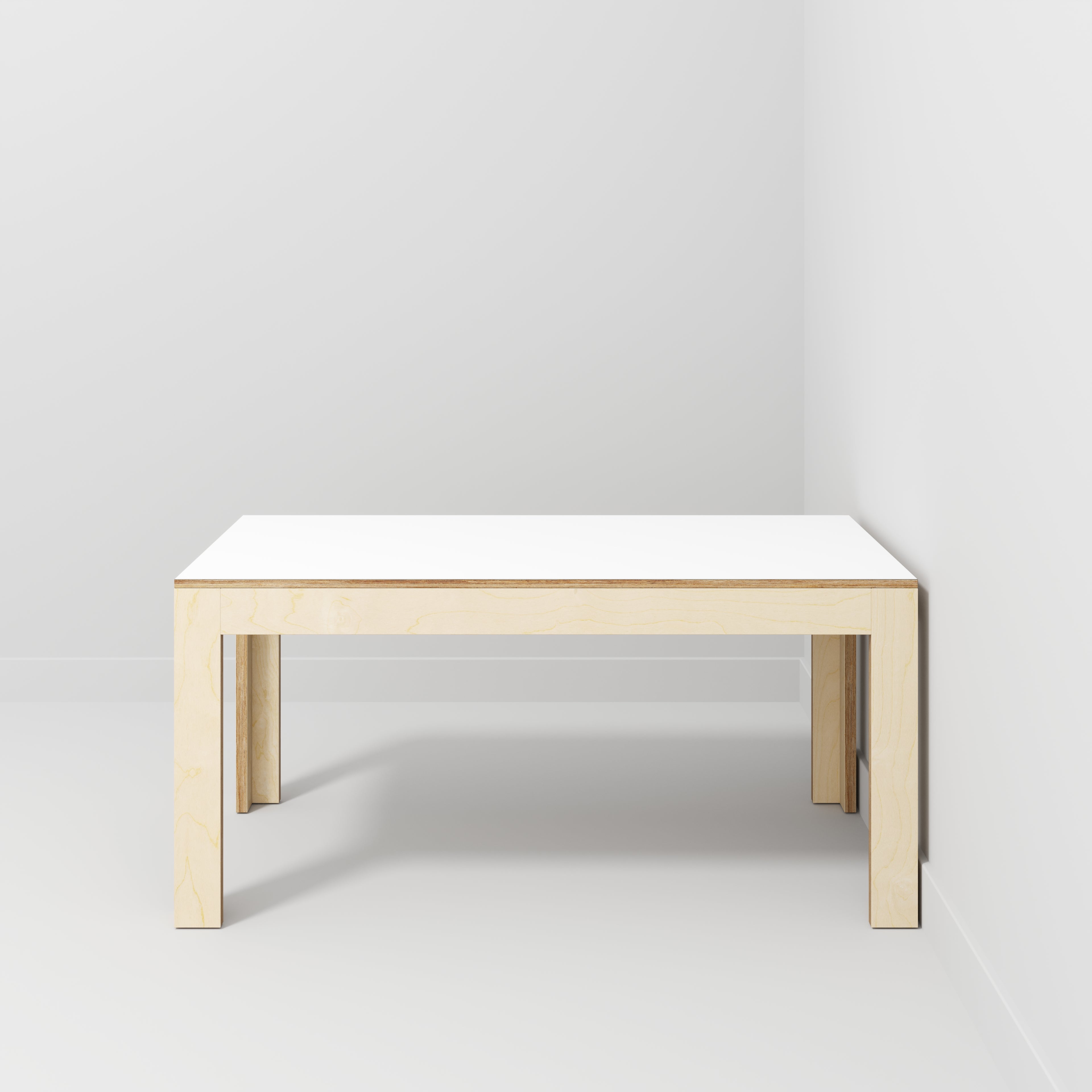 Plywood Table with Solid Frame - Formica White - 1600(w) x 800(d) x 750(h)