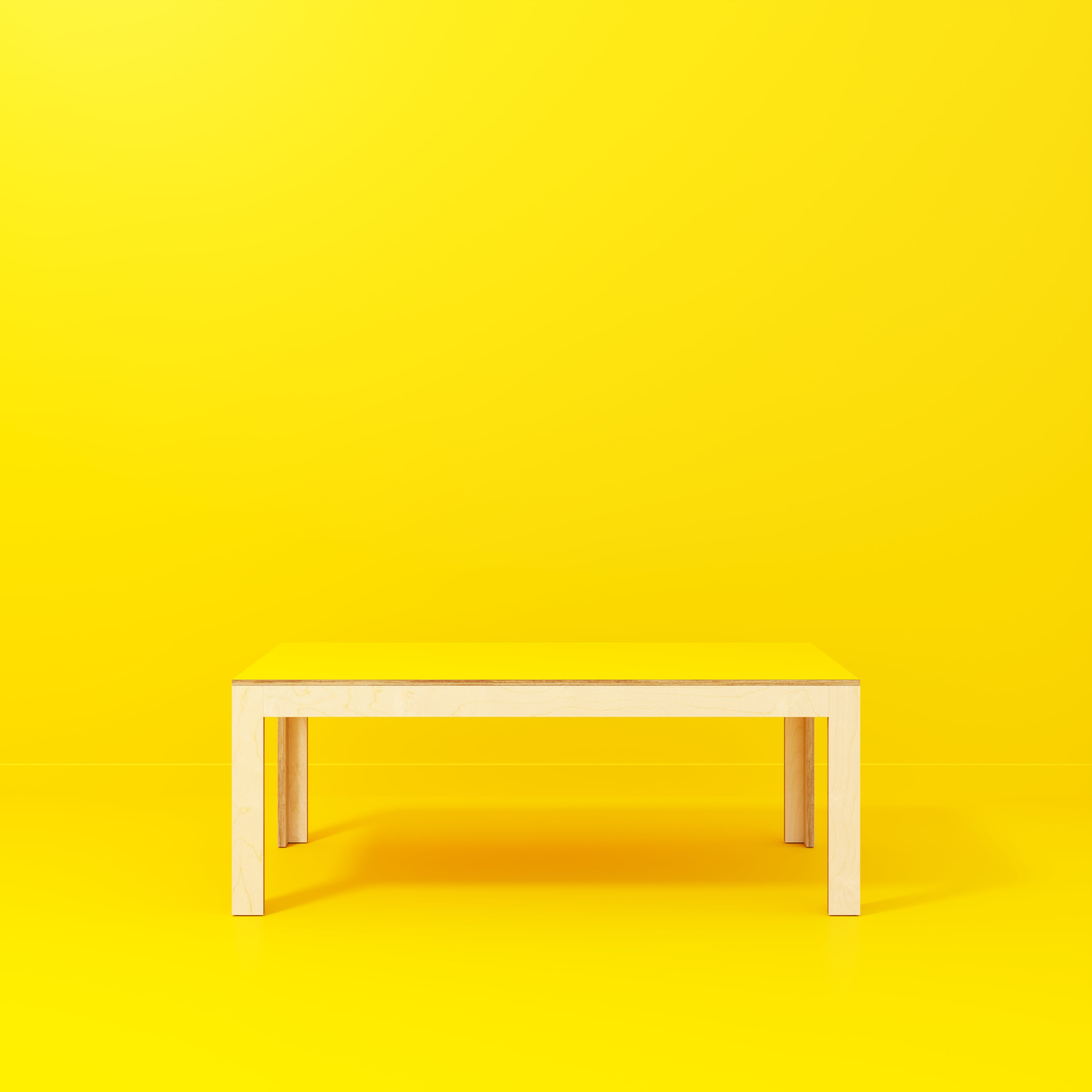 Plywood Table with Solid Frame - Formica Chrome Yellow - 2000(w) x 1000(d) x 750(h)