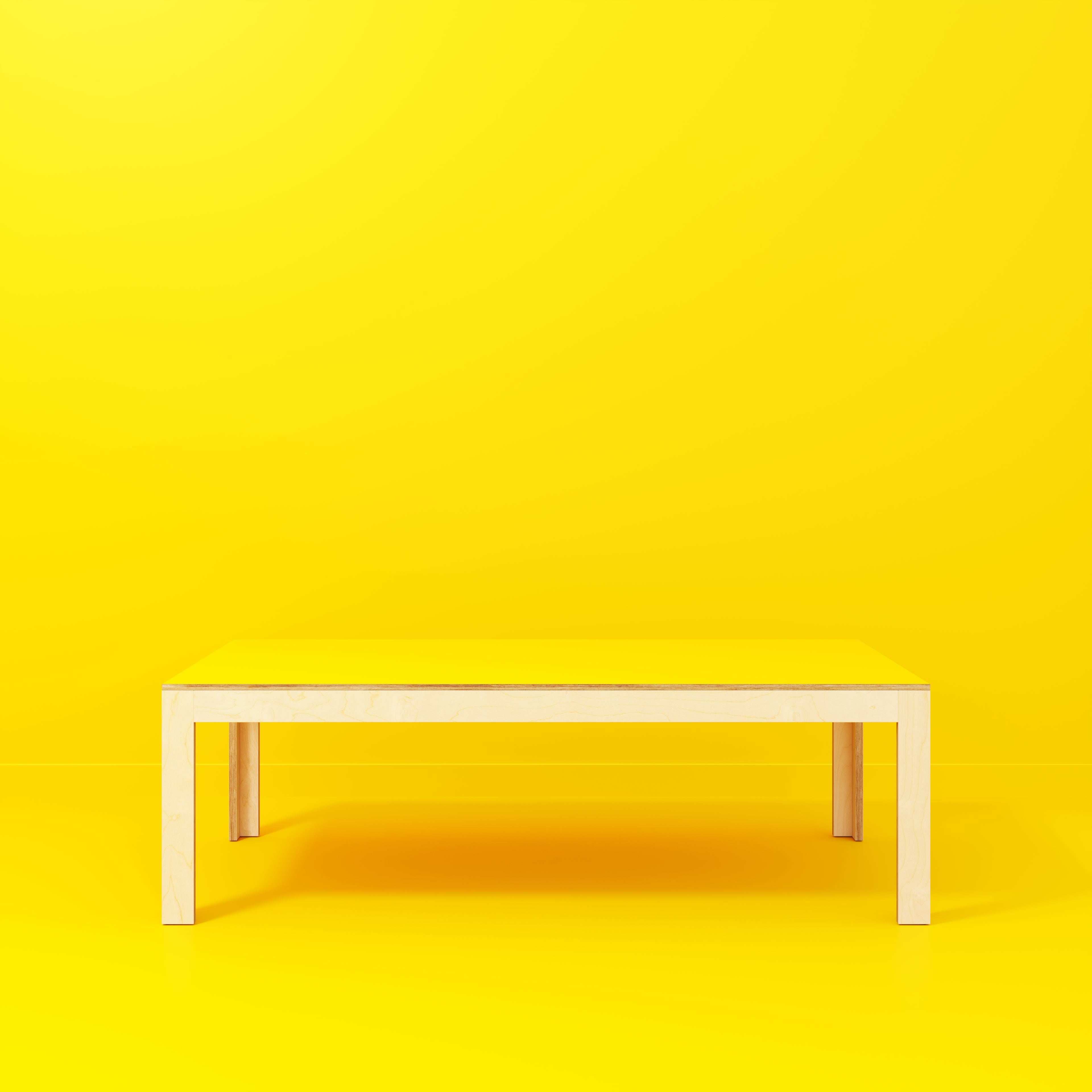 Plywood Table with Solid Frame - Formica Chrome Yellow - 2400(w) x 1200(d) x 750(h)