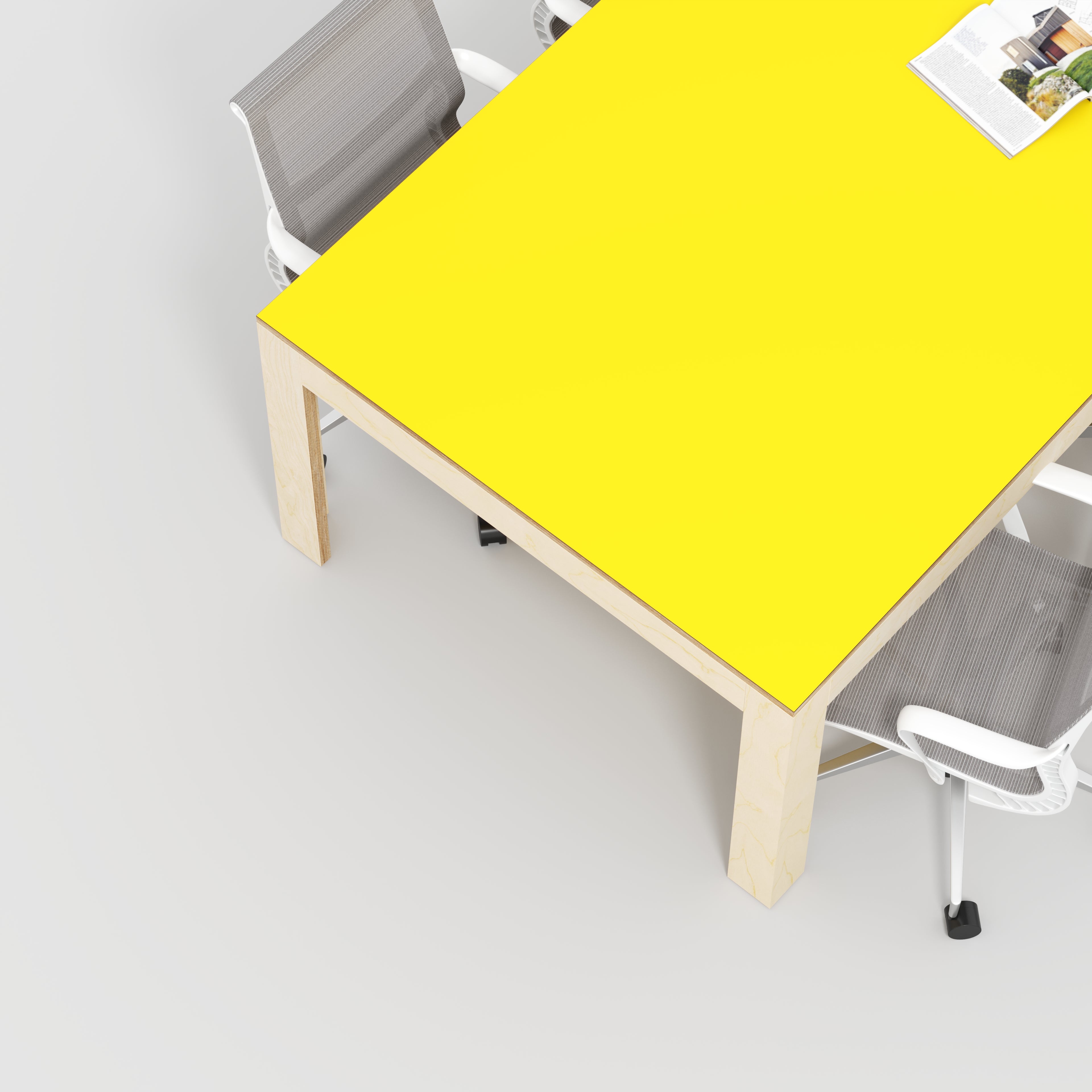 Plywood Table with Solid Frame - Formica Chrome Yellow - 2400(w) x 1200(d) x 750(h)