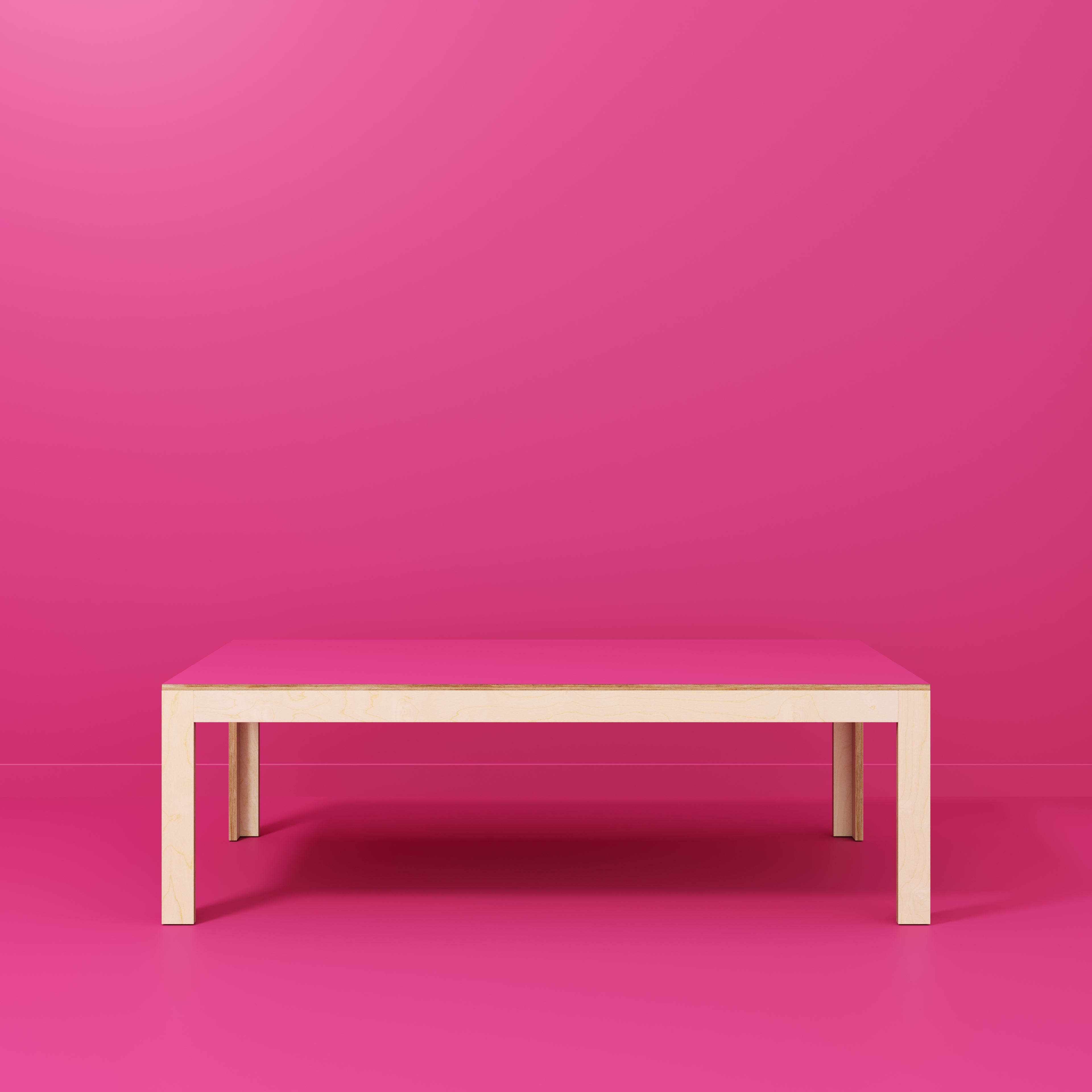 Plywood Table with Solid Frame - Formica Juicy Pink - 2400(w) x 1200(d) x 750(h)