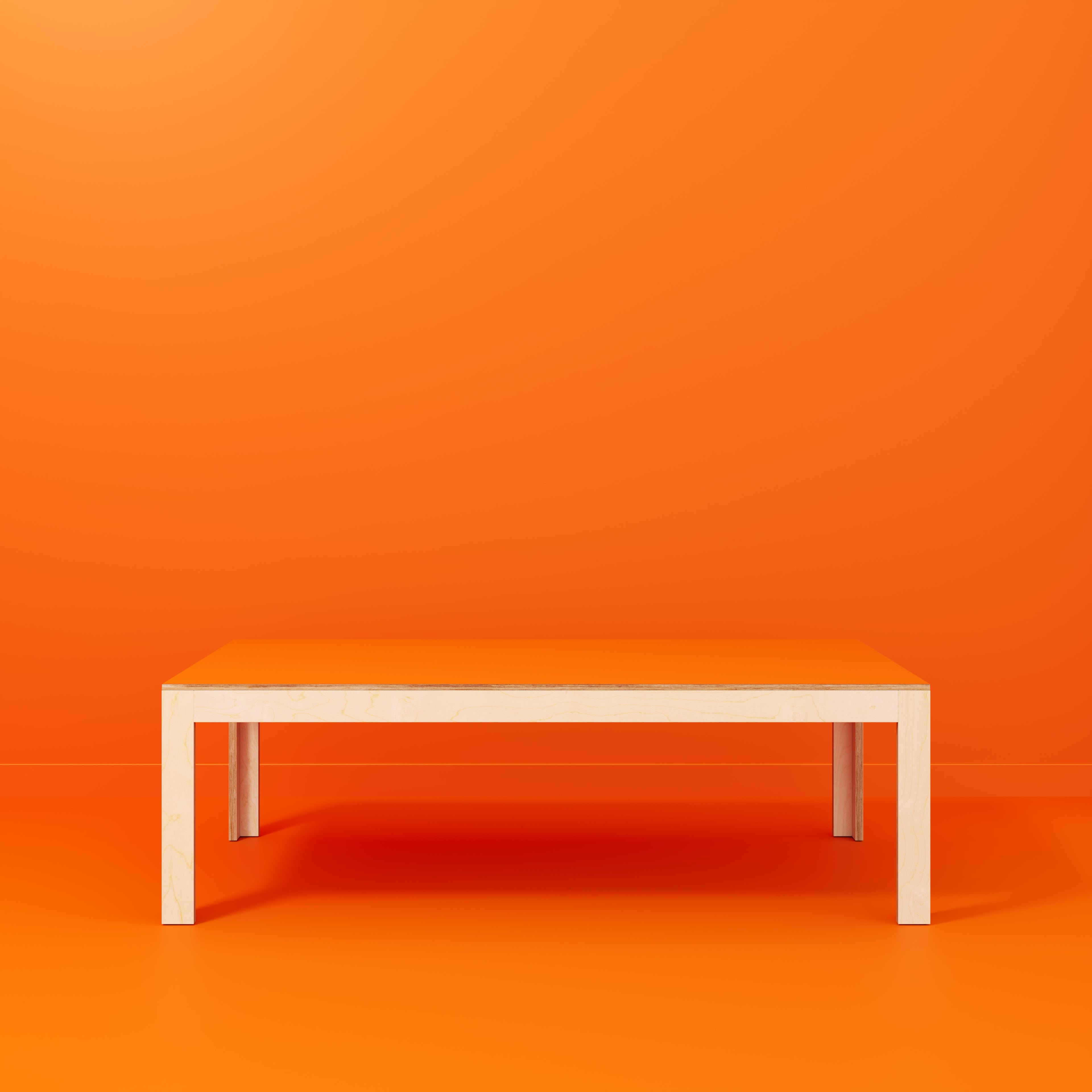 Plywood Table with Solid Frame - Formica Levante Orange - 2400(w) x 1200(d) x 750(h)