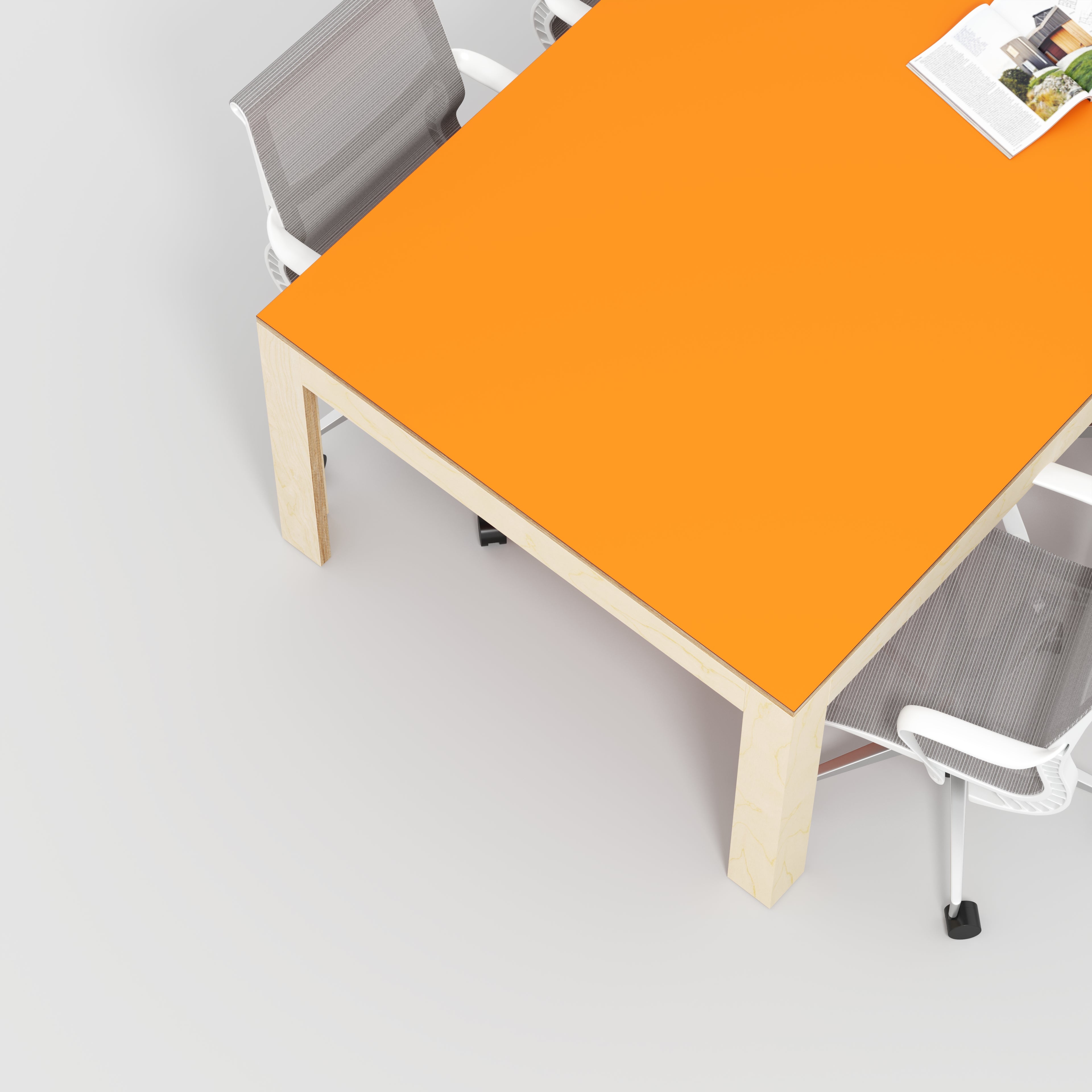 Plywood Table with Solid Frame - Formica Levante Orange - 2400(w) x 1200(d) x 750(h)