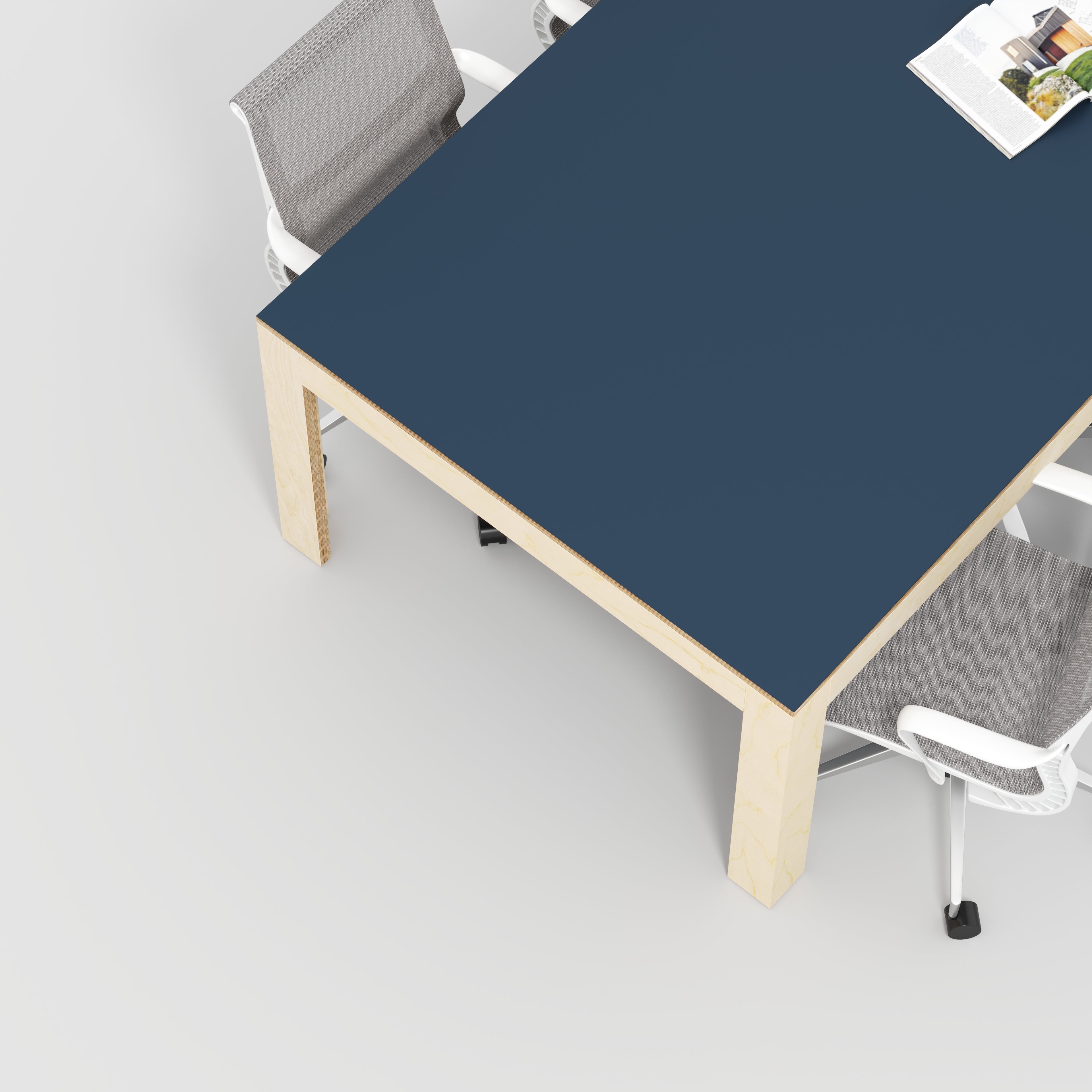Plywood Table with Solid Frame - Formica Night Sea Blue - 2400(w) x 1200(d) x 750(h)