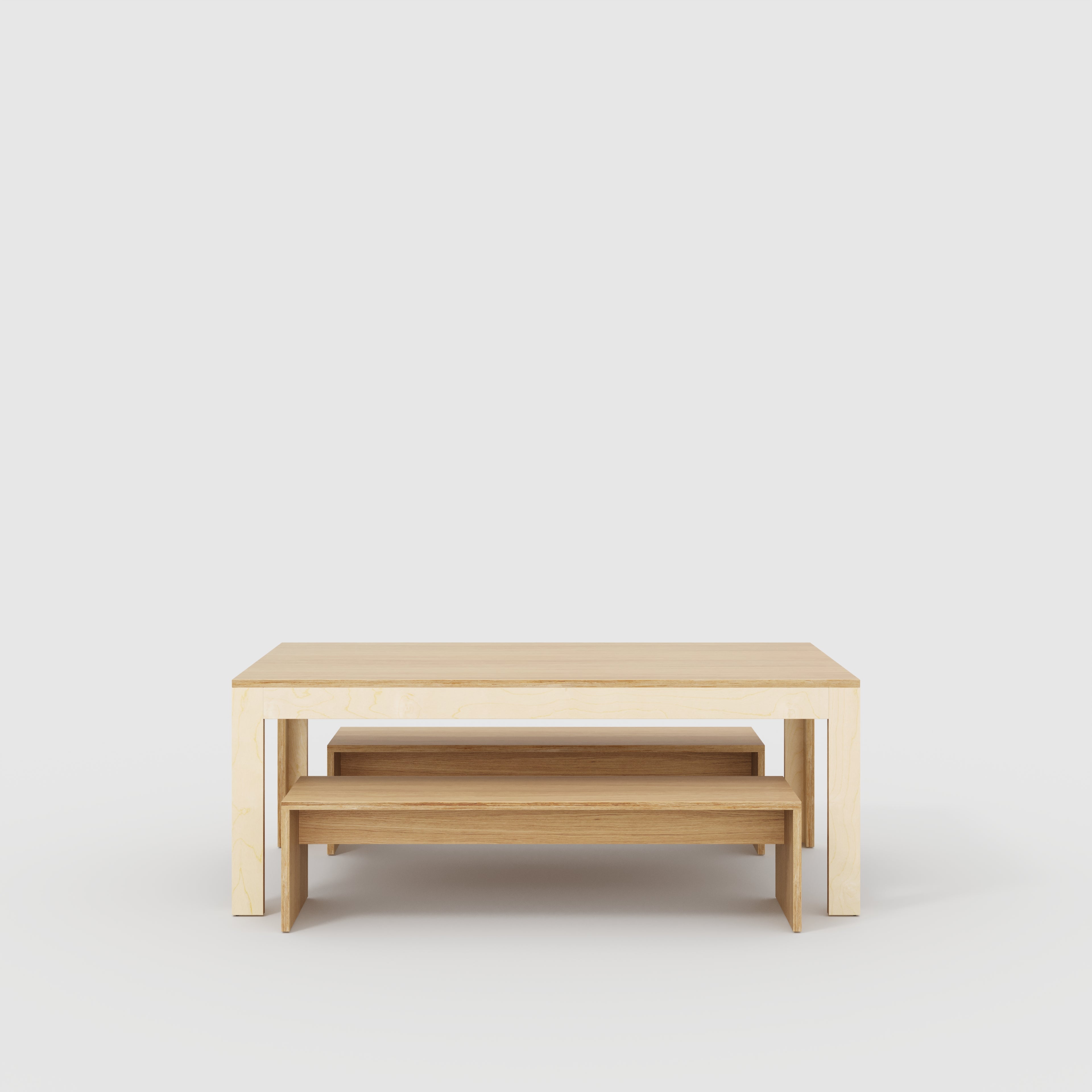 plywood table and oak bench seat