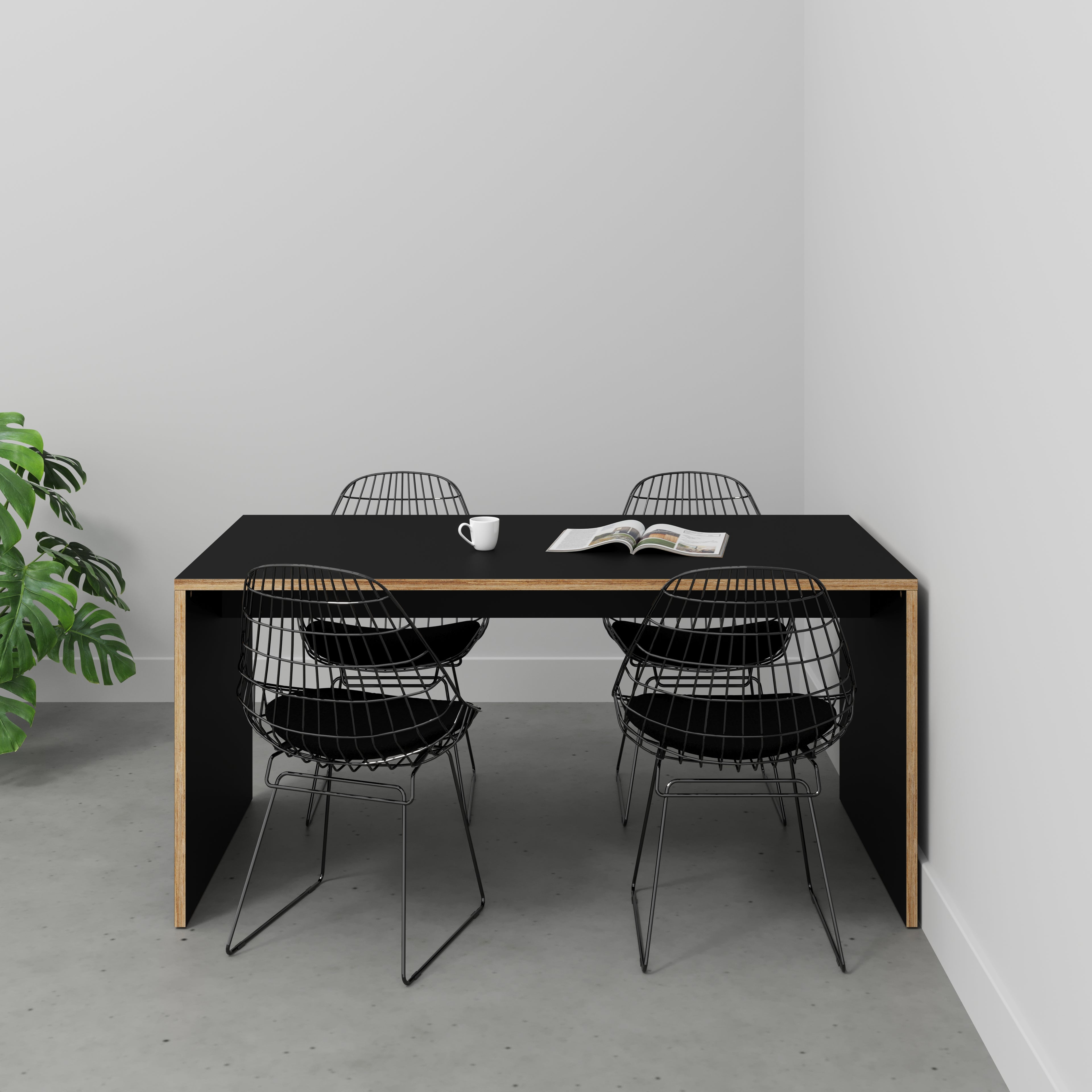 Plywood Table with Solid Sides - Formica Diamond Black - 1600(w) x 800(d) x 750(h)