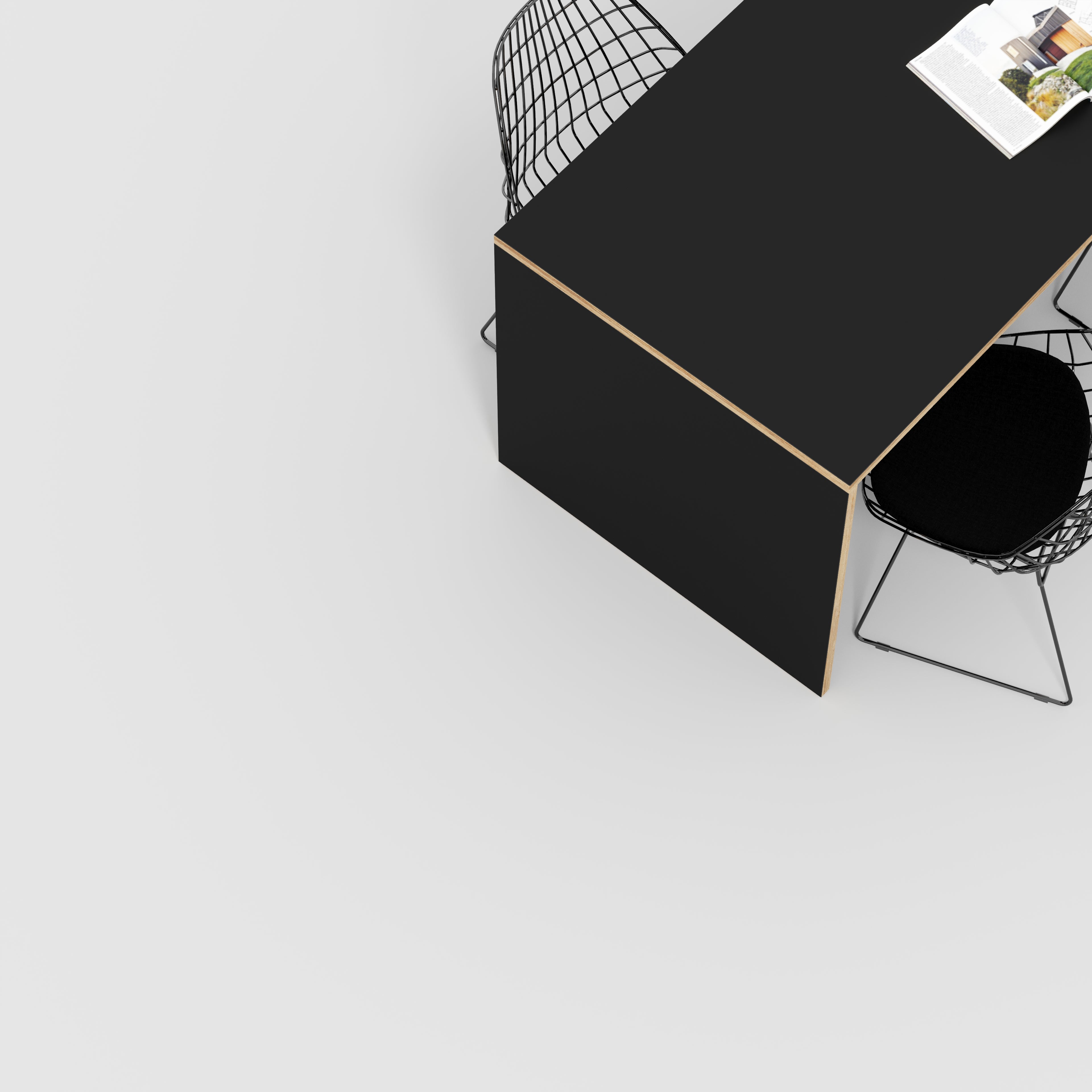 Plywood Table with Solid Sides - Formica Diamond Black - 1600(w) x 800(d) x 750(h)