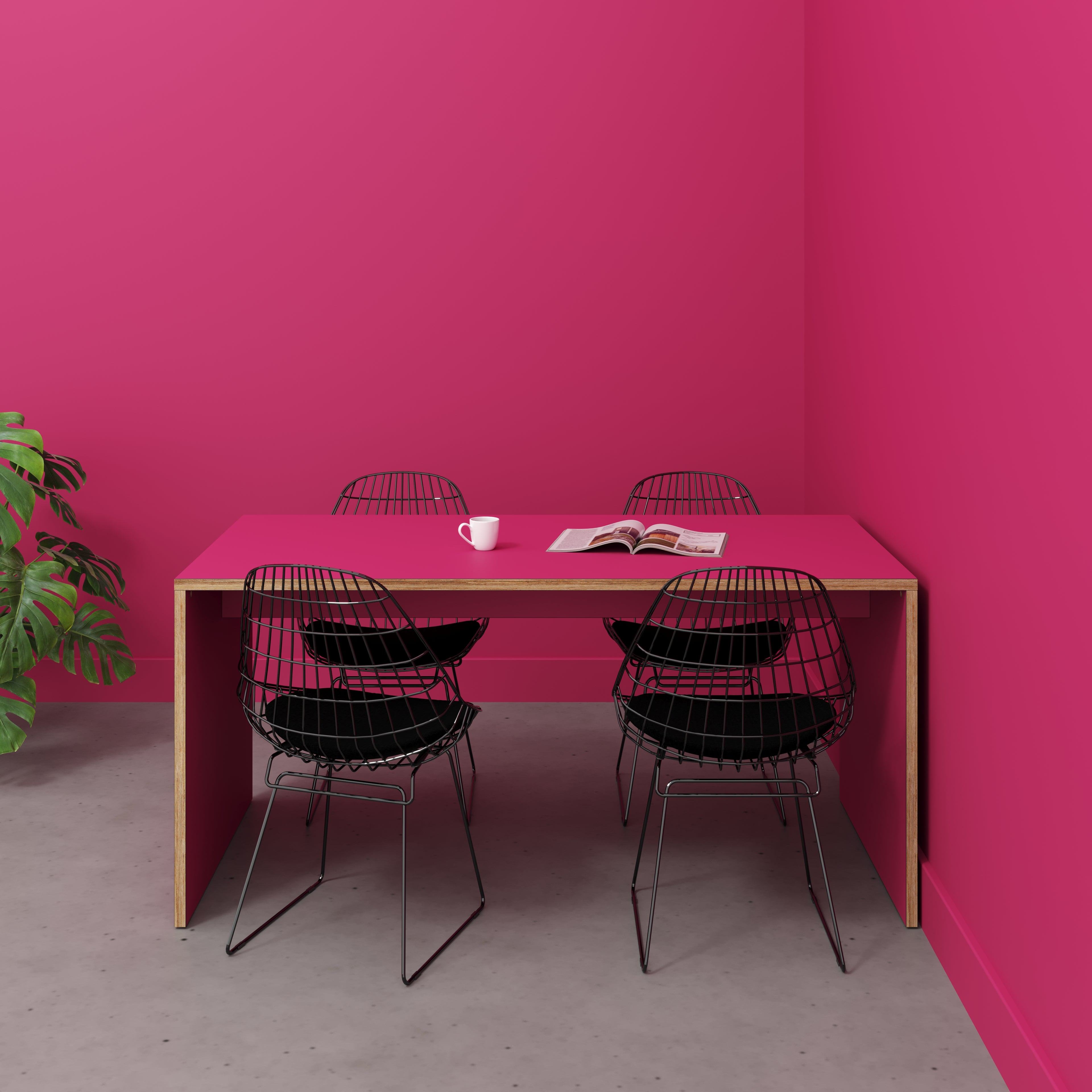 Plywood Table with Solid Sides - Formica Juicy Pink - 1600(w) x 800(d) x 750(h)