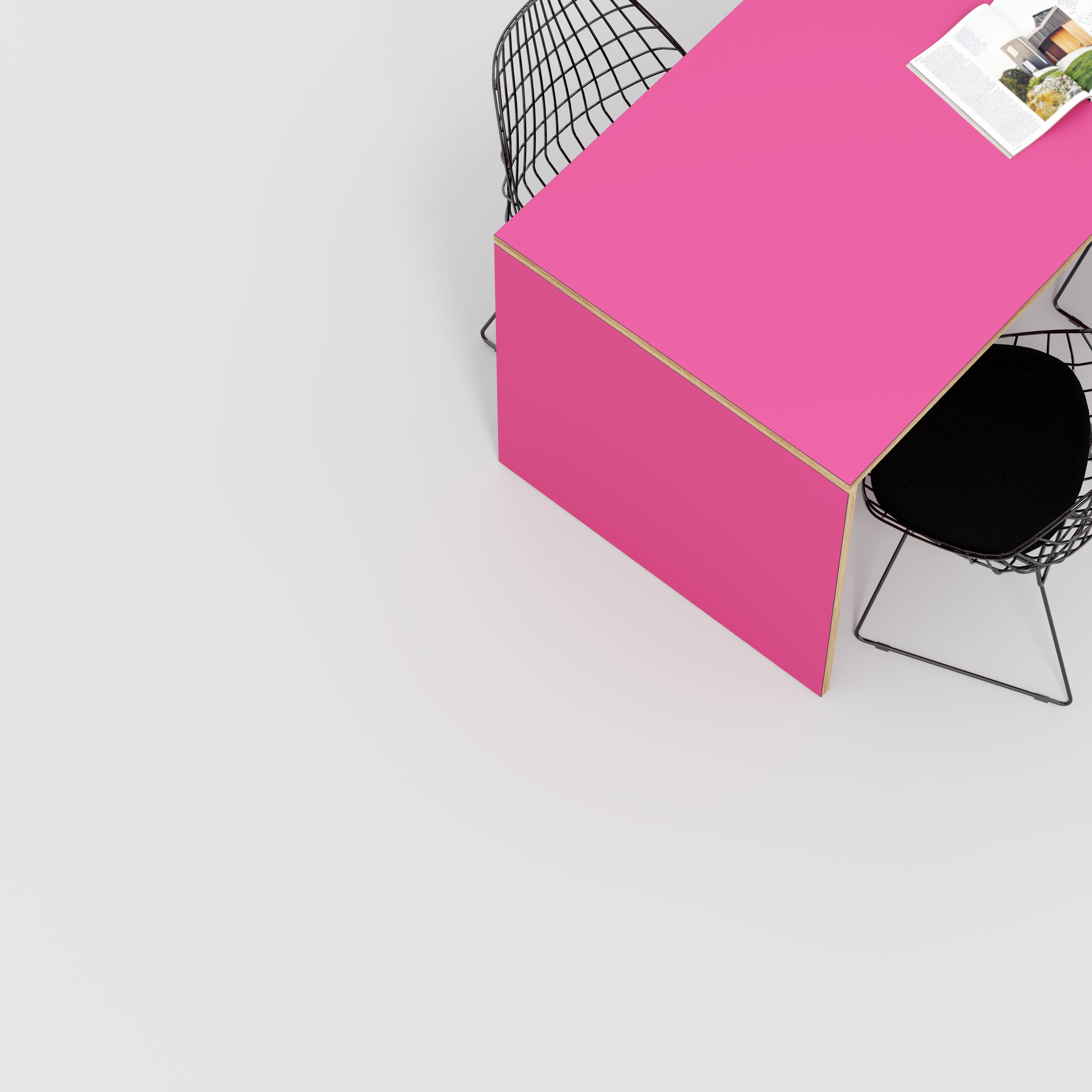 Plywood Table with Solid Sides - Formica Juicy Pink - 1600(w) x 800(d) x 750(h)