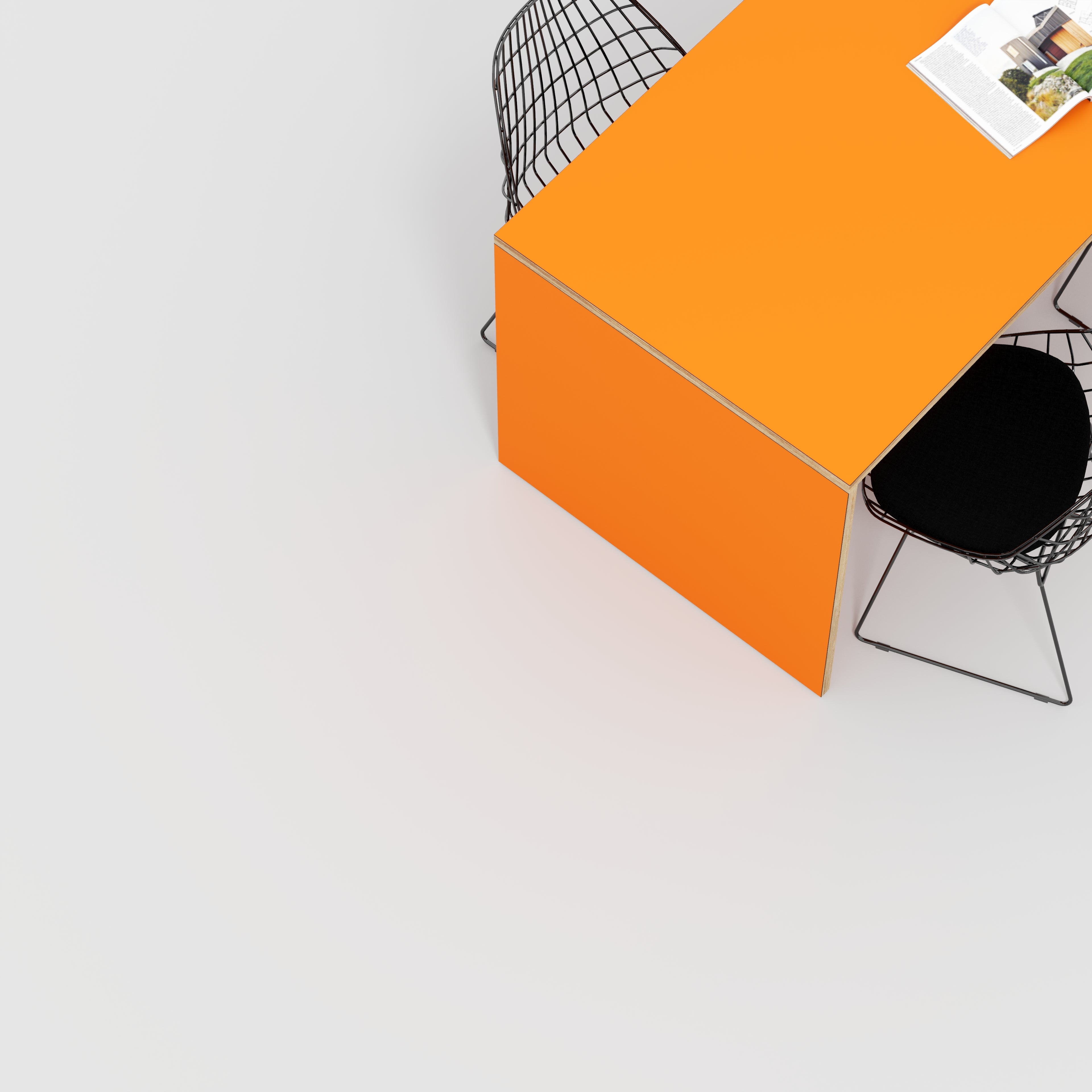 Plywood Table with Solid Sides - Formica Levante Orange - 1600(w) x 800(d) x 750(h)
